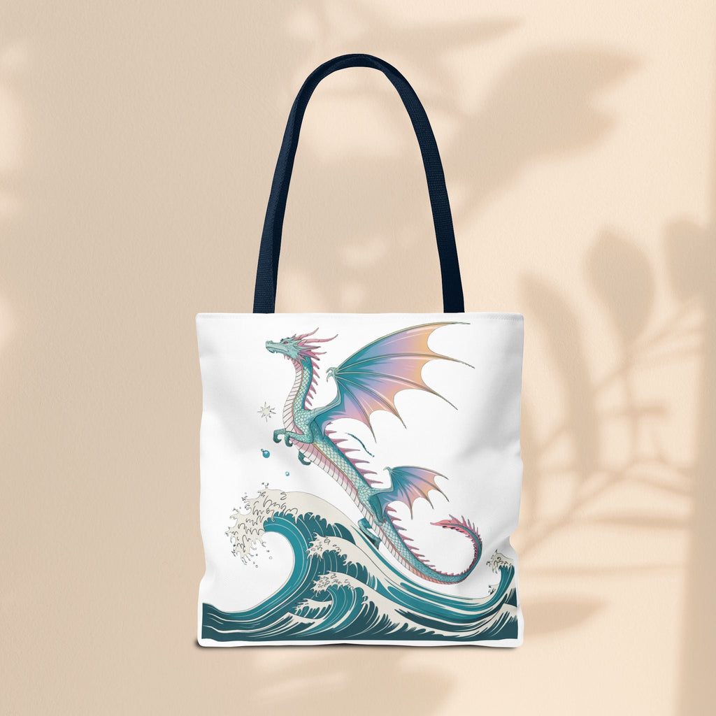 Dragons and Waves Tote Bag, Dragon Lovers Gift