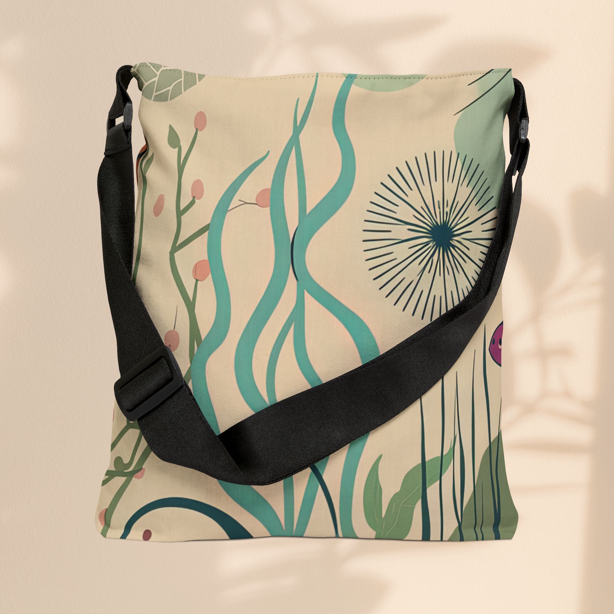 Adjustable Tote Bag  - BoHo Seaweed