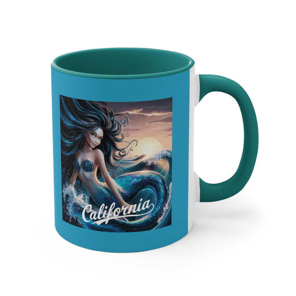 California Mermaid 11oz Accent Mug – Beach Lover Gift