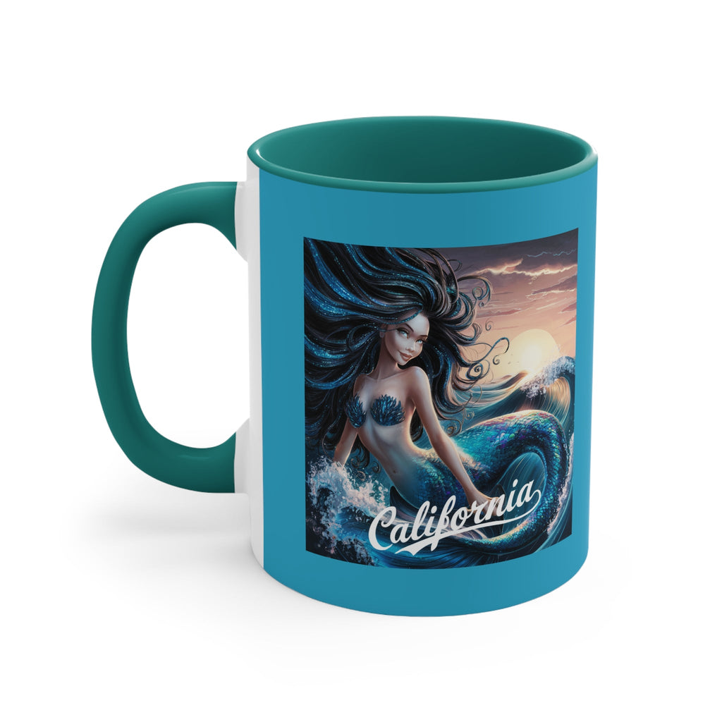 California Mermaid 11oz Accent Mug – Beach Lover Gift