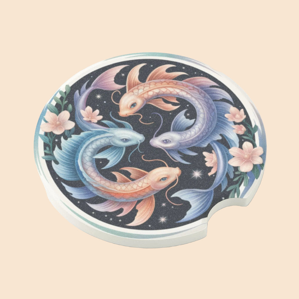 Koi Fish Theme Soapstone Car Coaster