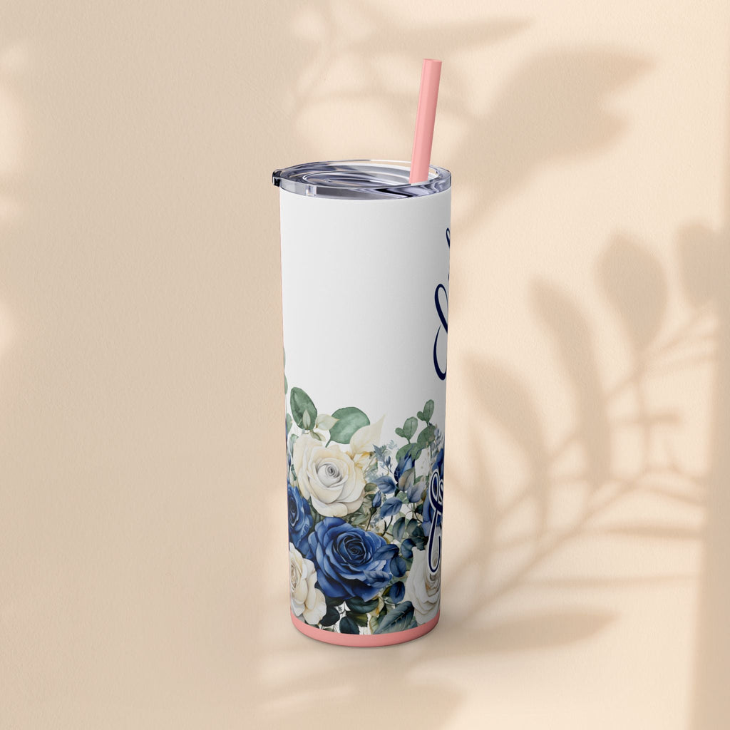 Flower Girl Skinny Tumbler with Straw, 20oz – Perfect Bridal Party Gift, Wedding Favor, Floral Drinkware, Summer Hydration