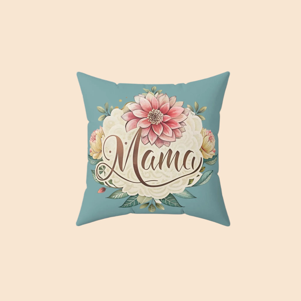 Mama Faux Suede Pillow - Floral Design for Mother's Day