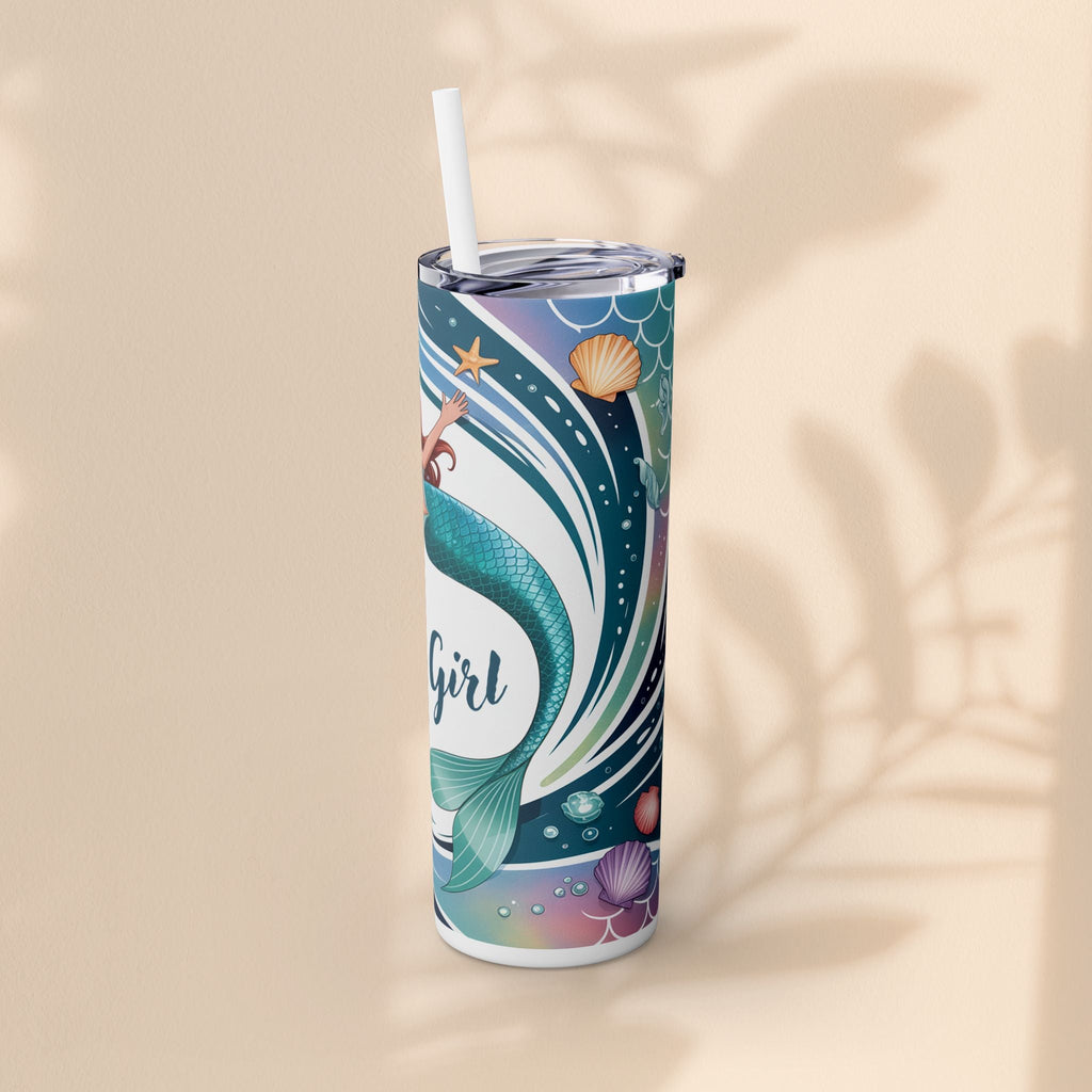 Mermaid Skinny Tumbler, Perfect for Flower Girls, Beach Days, Bachelorette Parties, Travel Mugs, Gift for Ocean Lovers