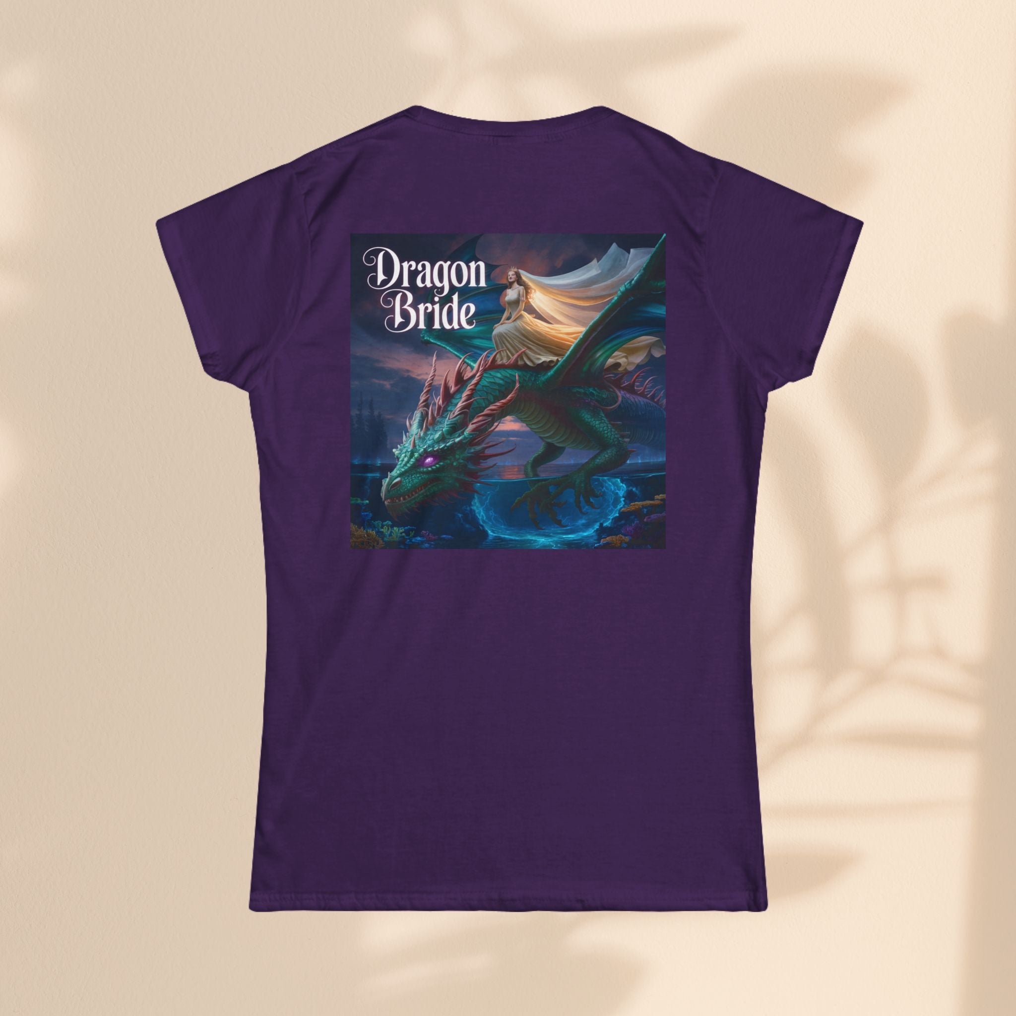 Dragon Bride Women's Softstyle Tee - Fantasy Art Shirt, Gift for Fantasy Lovers, Dragon Lover Apparel, Unique Tee for Her, Magical Clothing
