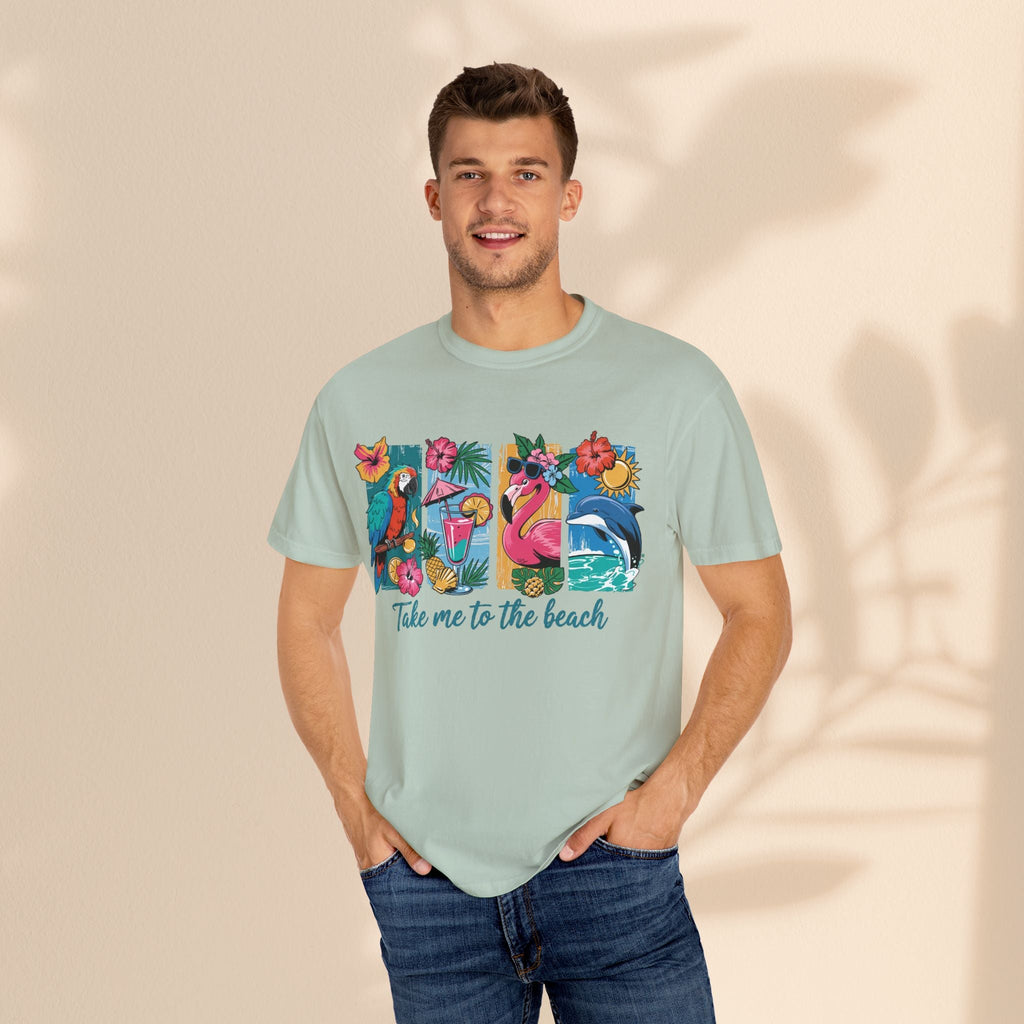 Brush Stroke art - Take Me to the Beach Unisex Garment-Dyed T-Shirt
