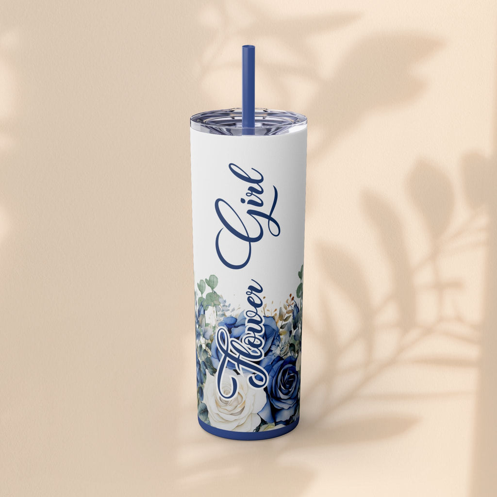 Flower Girl Skinny Tumbler with Straw, 20oz – Perfect Bridal Party Gift, Wedding Favor, Floral Drinkware, Summer Hydration