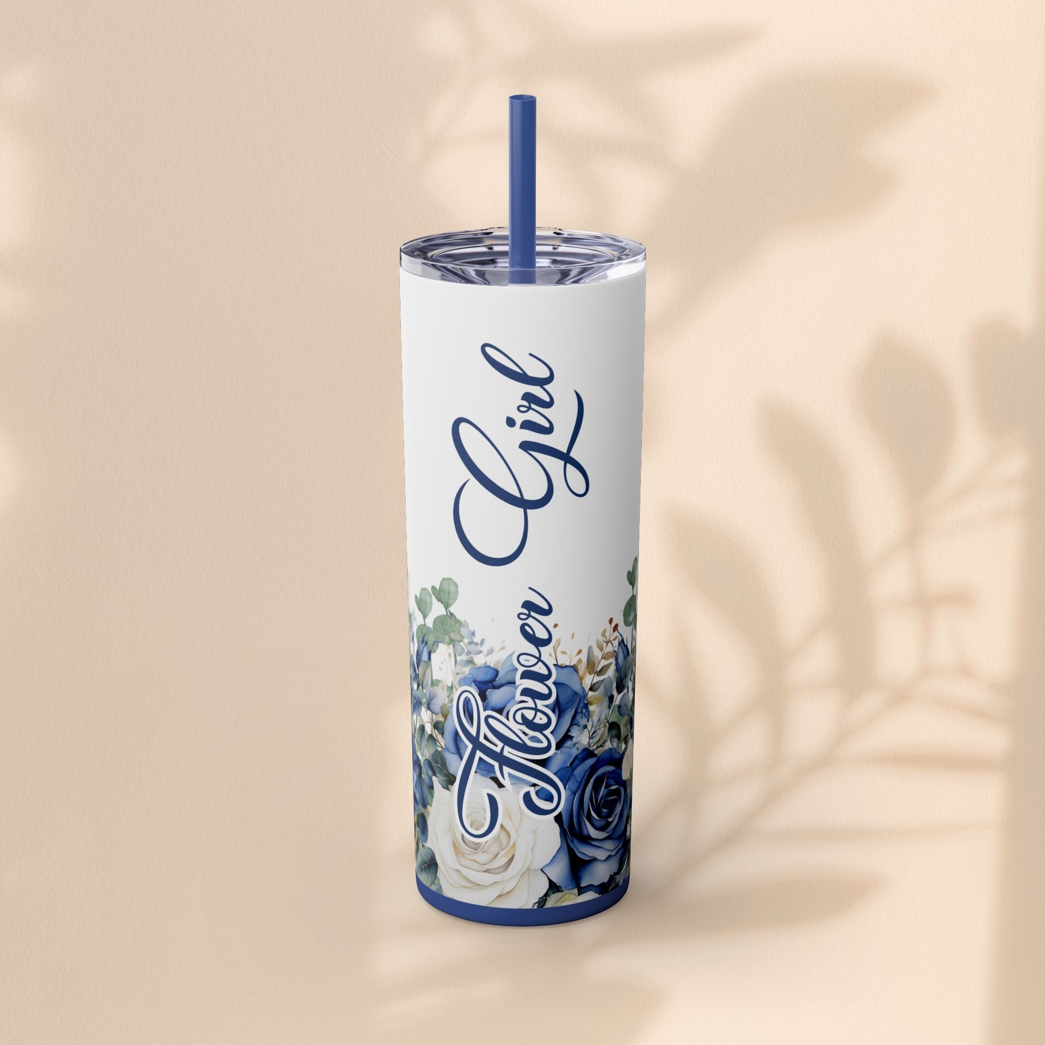 Flower Girl Skinny Tumbler with Straw, 20oz – Perfect Bridal Party Gift, Wedding Favor, Floral Drinkware, Summer Hydration