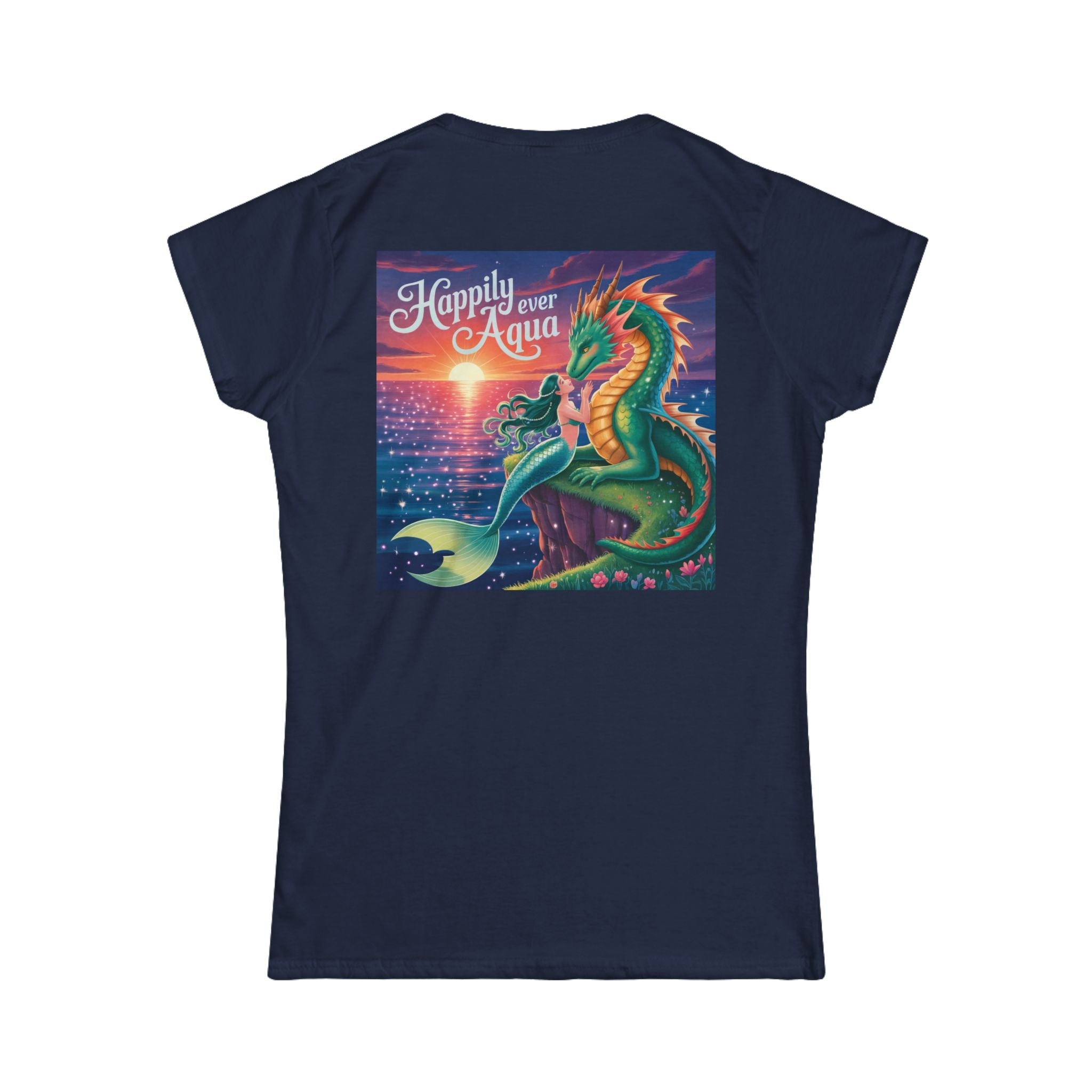 Enchanted Dragon Tee - Happily Ever Aqua Design, Women's Fashion Shirt, Boho Style, Fantasy Gift for Her, Unique Graphic Tee