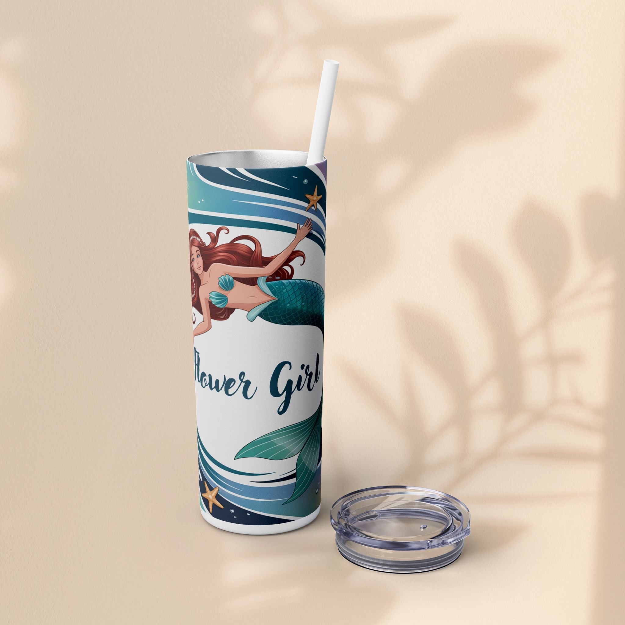 Mermaid Skinny Tumbler, Perfect for Flower Girls, Beach Days, Bachelorette Parties, Travel Mugs, Gift for Ocean Lovers