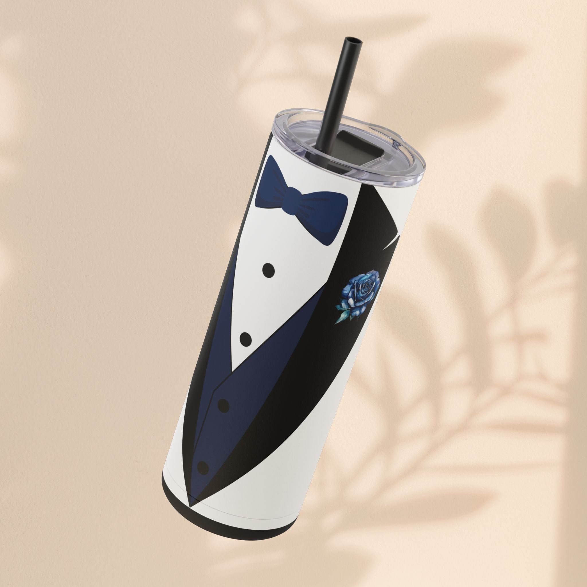 Groom Tuxedo Tumbler, Stylish Groom Tumbler for Weddings, Bachelor Parties, and Gifts, 20oz Matte Skinny Cup, Wedding Party Favor