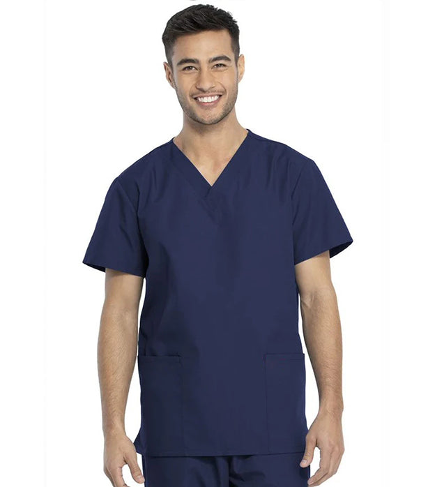 Microfiber Unisex V-Neck Scrub Top - 2 Pockets, Half Sleeve