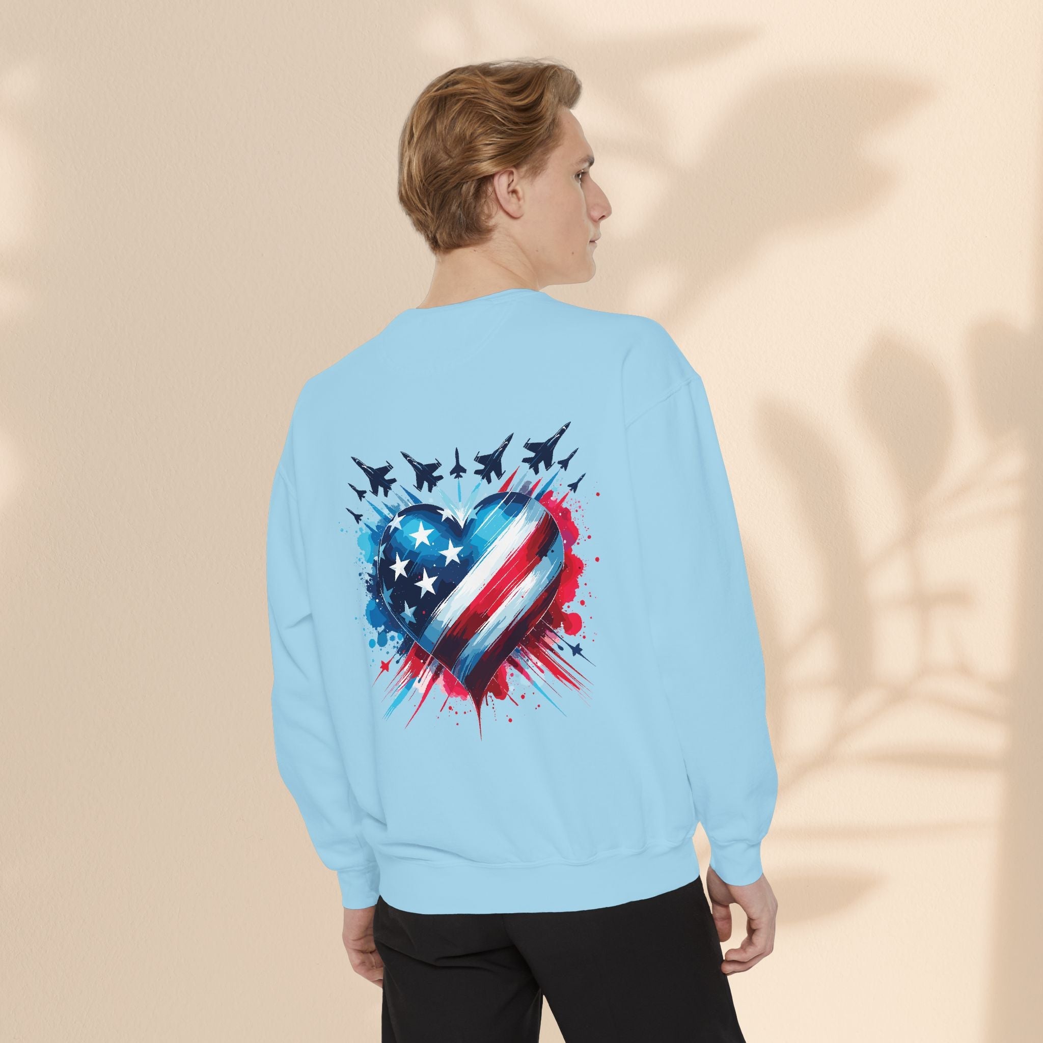 Patriotic Heart Sweatshirt, USA Pride Apparel, Unisex Fashion
