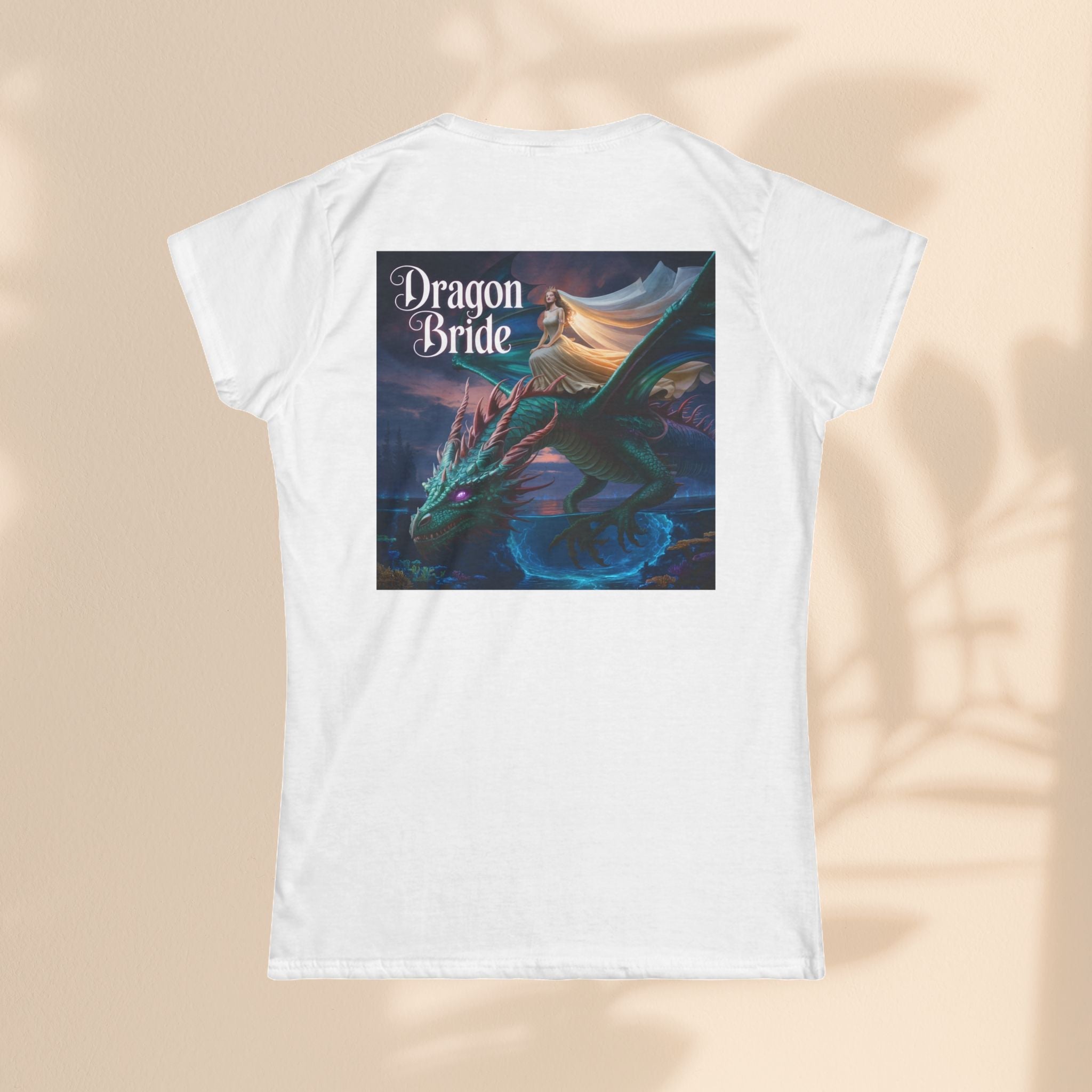 Dragon Bride Women's Softstyle Tee - Fantasy Art Shirt, Gift for Fantasy Lovers, Dragon Lover Apparel, Unique Tee for Her, Magical Clothing