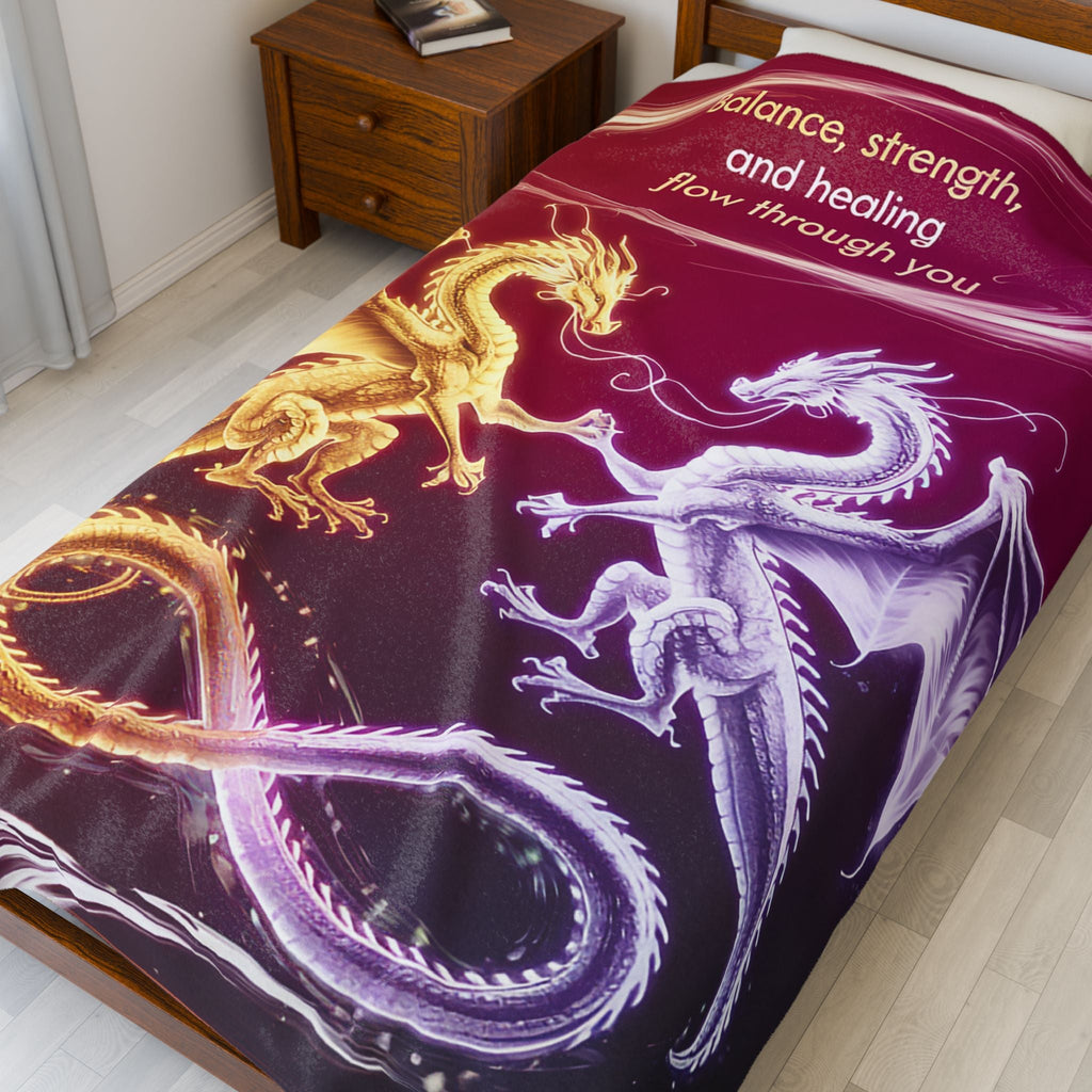 Enchanting Dragon Velveteen Plush Blanket - Balance, Strength, Healing