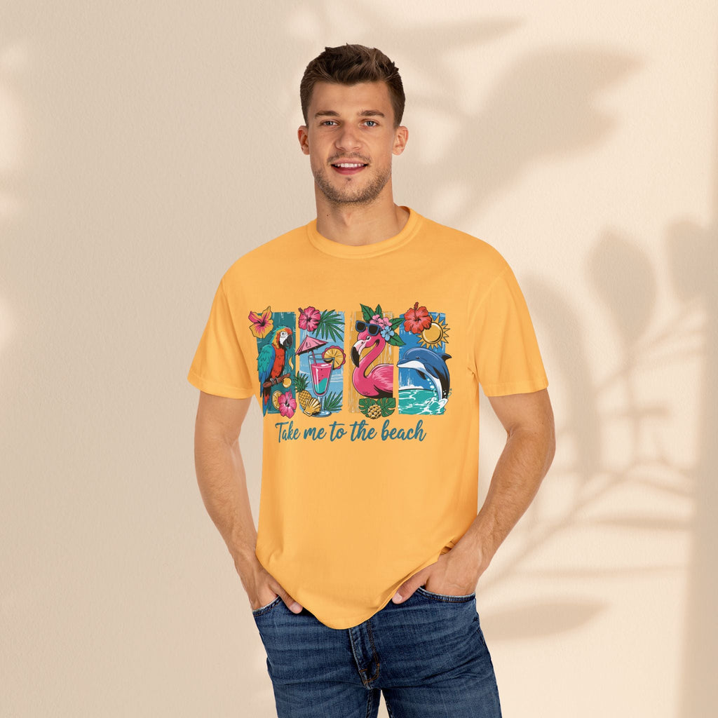 Brush Stroke art - Take Me to the Beach Unisex Garment-Dyed T-Shirt