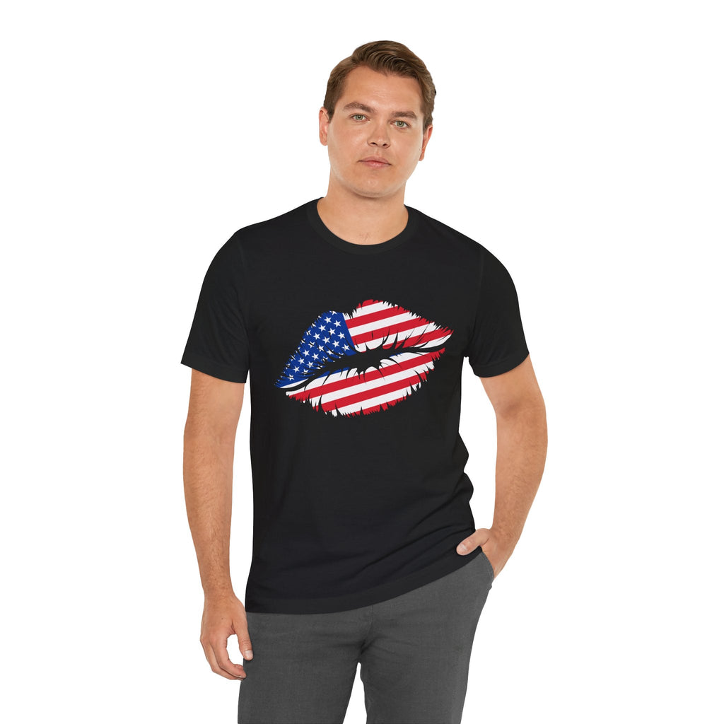 Patriotic Lip Print Tee, Unisex T-Shirt,
