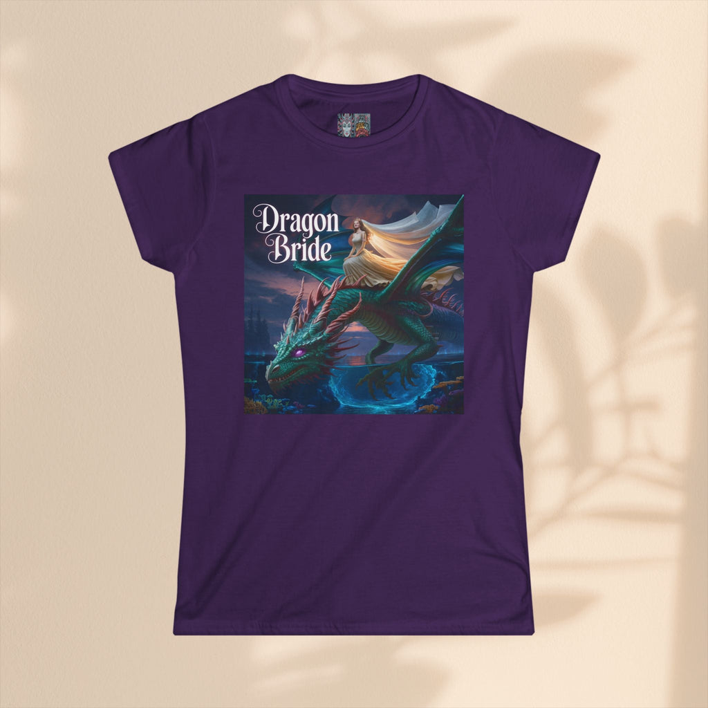 Dragon Bride Women's Softstyle Tee - Fantasy Art Shirt, Gift for Fantasy Lovers, Dragon Lover Apparel, Unique Tee for Her, Magical Clothing