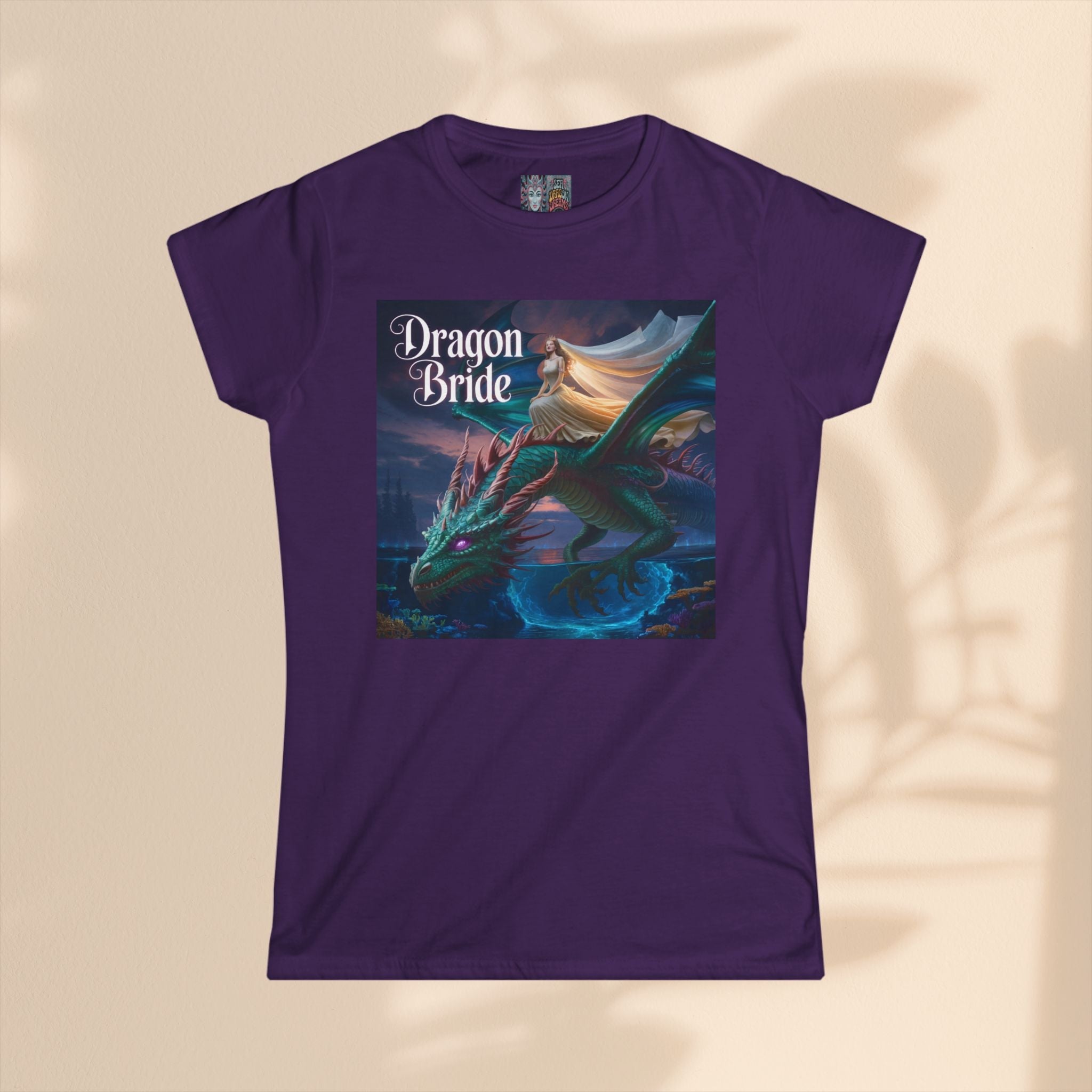 Dragon Bride Women's Softstyle Tee - Fantasy Art Shirt, Gift for Fantasy Lovers, Dragon Lover Apparel, Unique Tee for Her, Magical Clothing