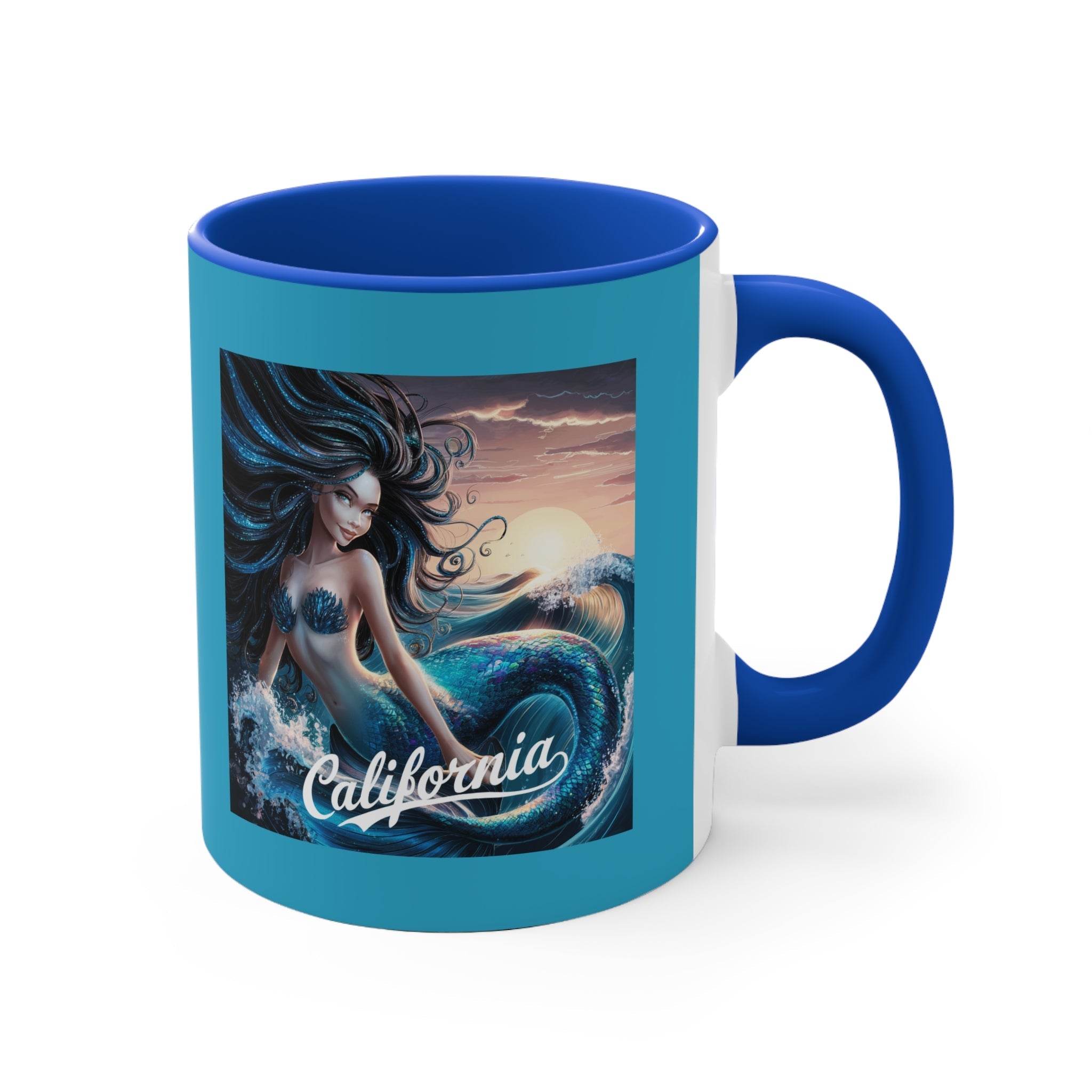California Mermaid 11oz Accent Mug – Beach Lover Gift