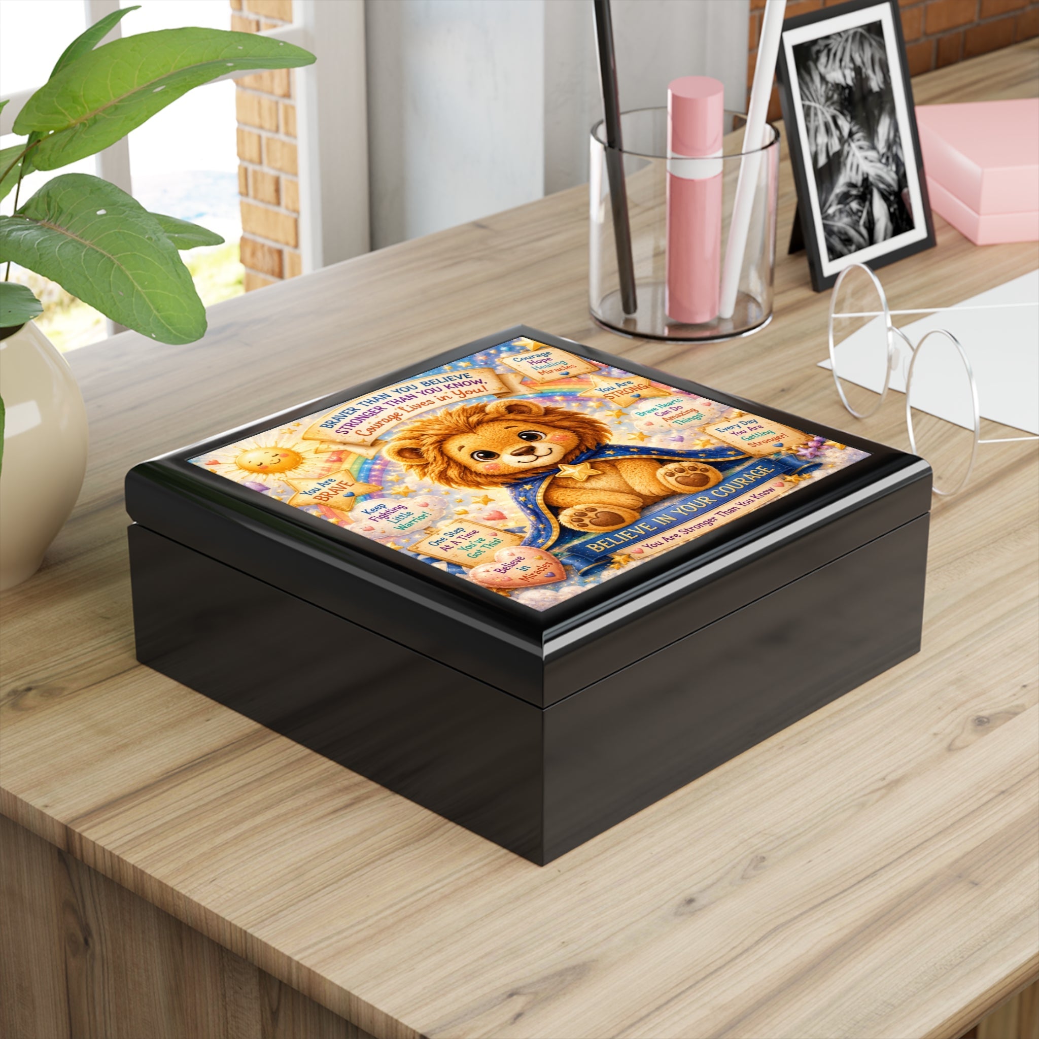 Believe in Your Courage Lion Jewelry Box — Brave Buddies Keepsake
