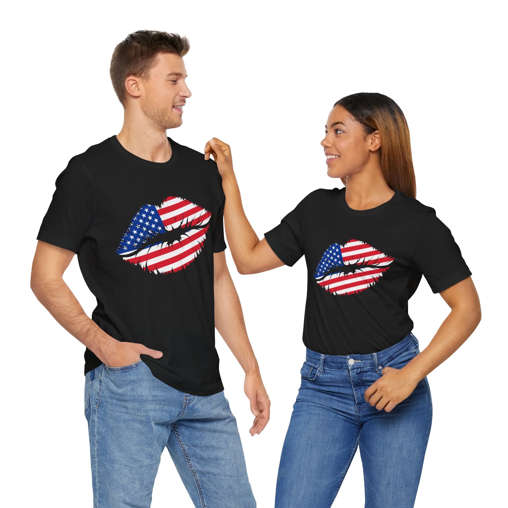 Patriotic Lip Print Tee, Unisex T-Shirt,