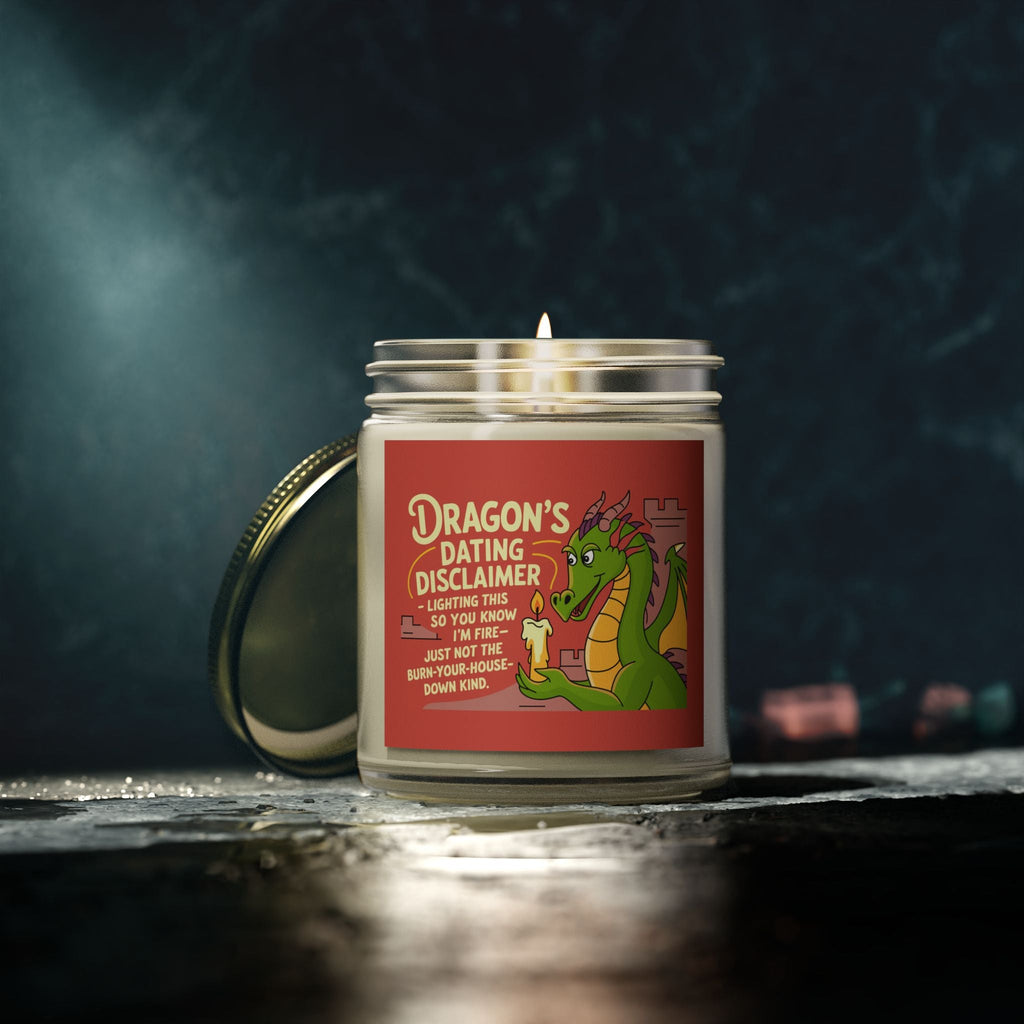 Dragon Dating Disclaimer Scented Candles, Coconut Apricot Wax (4oz, 9oz)