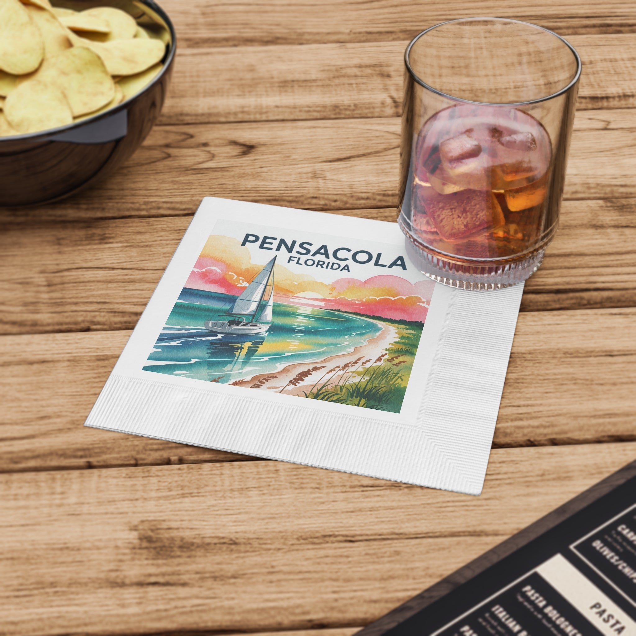 Pensacola Florida Coined Napkins – Beach Vibes, Perfect for Parties