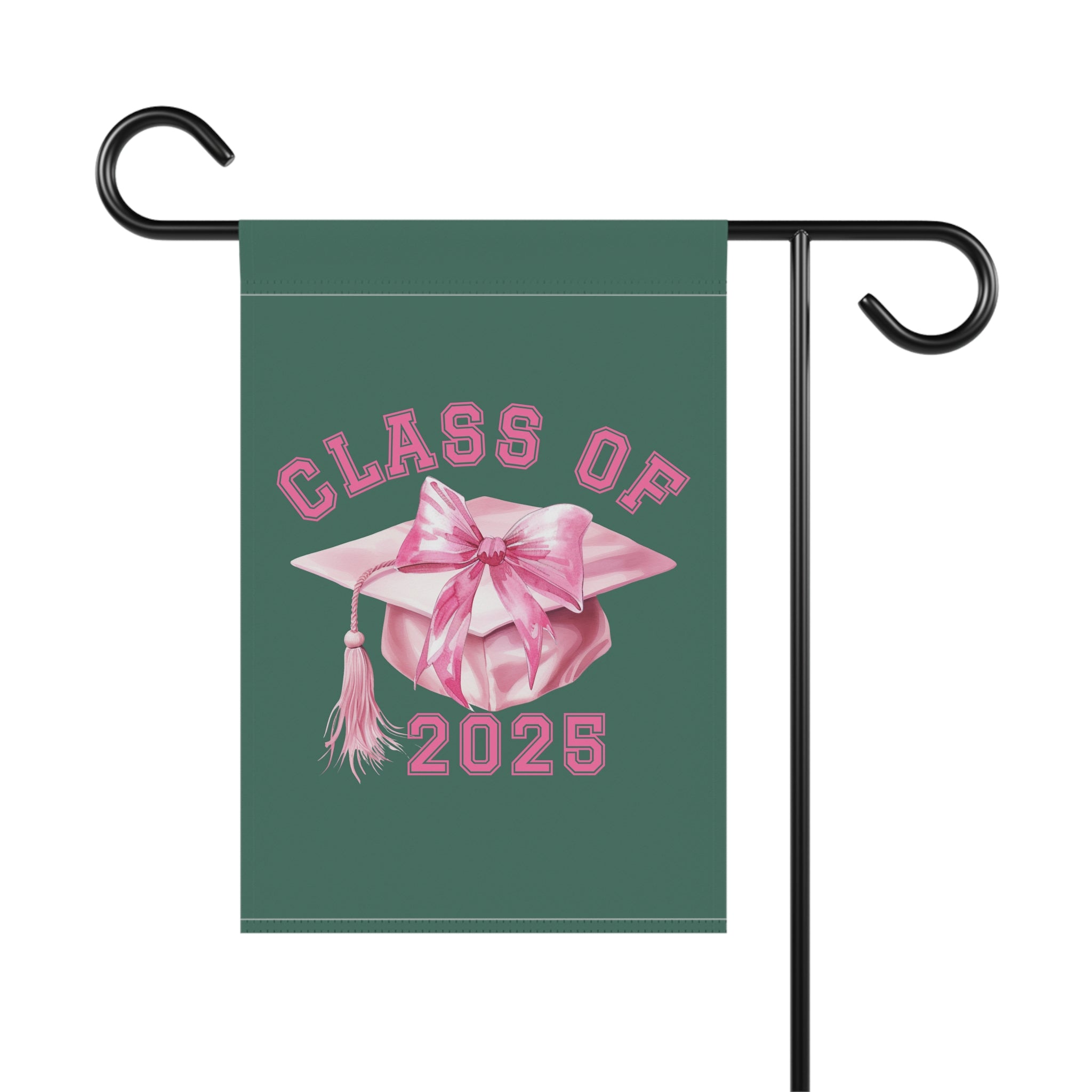 Graduation Garden Banner with Pink Cap & Bow - Class of 2025