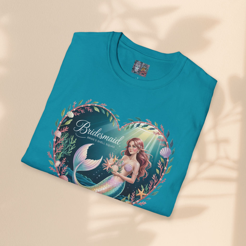 Bridesmaid Mermaid T-Shirt, Softstyle Unisex Tee, Wedding Party Gift, Beach Theme Shirt, Mermaid Lover Apparel, Bridesmaid Gift Idea