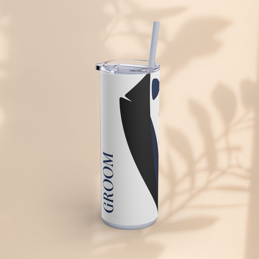Groom Tuxedo Tumbler, Stylish Groom Tumbler for Weddings, Bachelor Parties, and Gifts, 20oz Matte Skinny Cup, Wedding Party Favor
