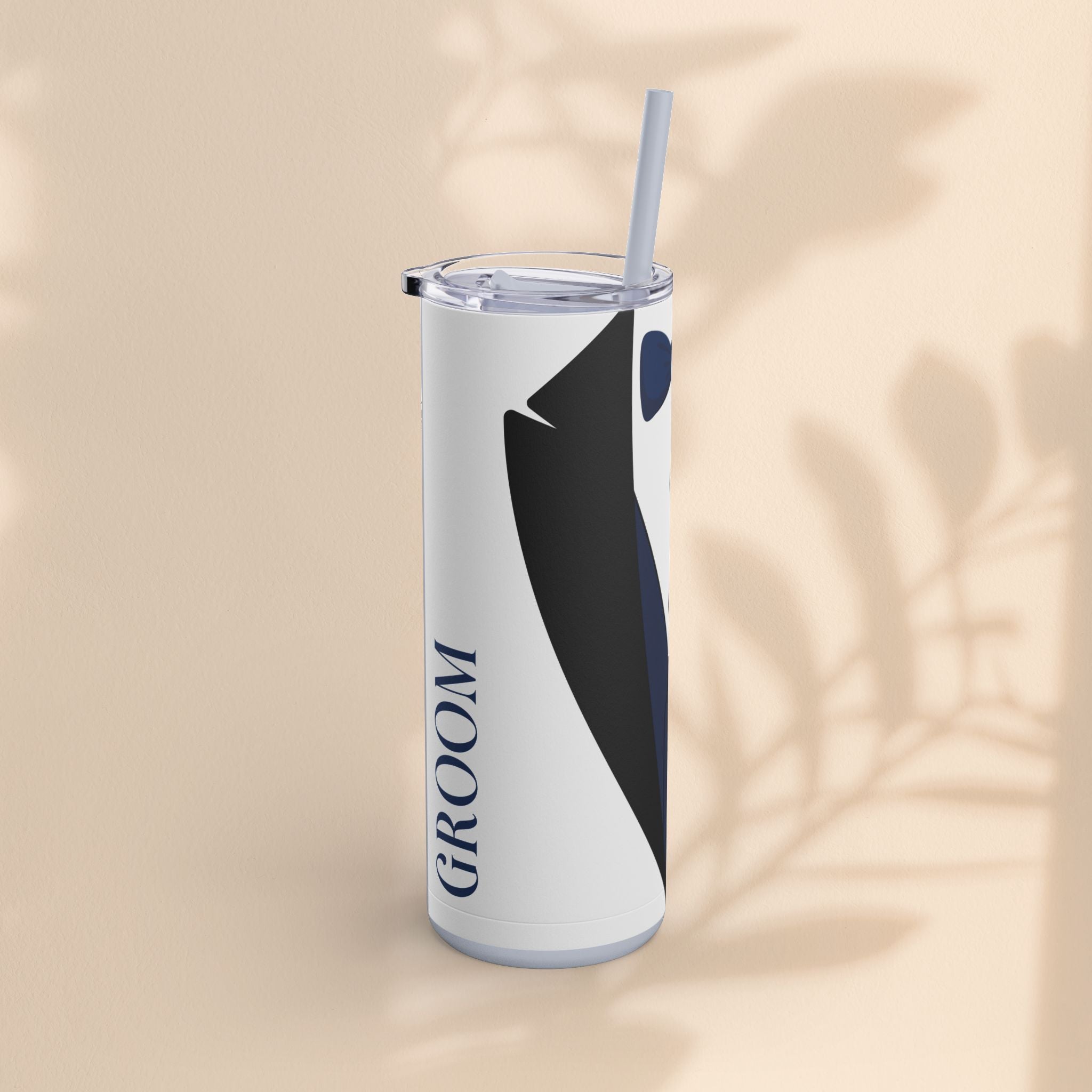 Groom Tuxedo Tumbler, Stylish Groom Tumbler for Weddings, Bachelor Parties, and Gifts, 20oz Matte Skinny Cup, Wedding Party Favor