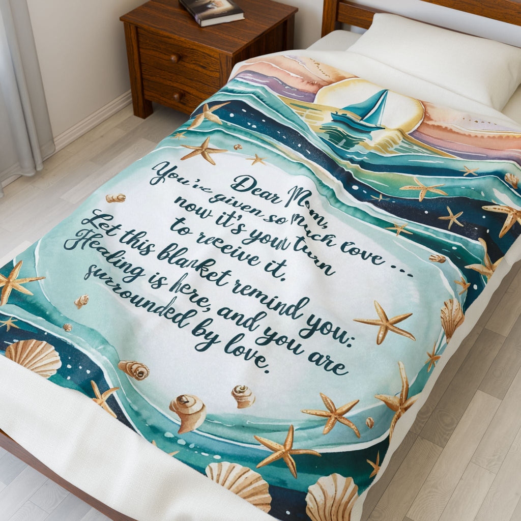 Mother's Day Velveteen Plush Blanket - Comforting Love & Healing Message