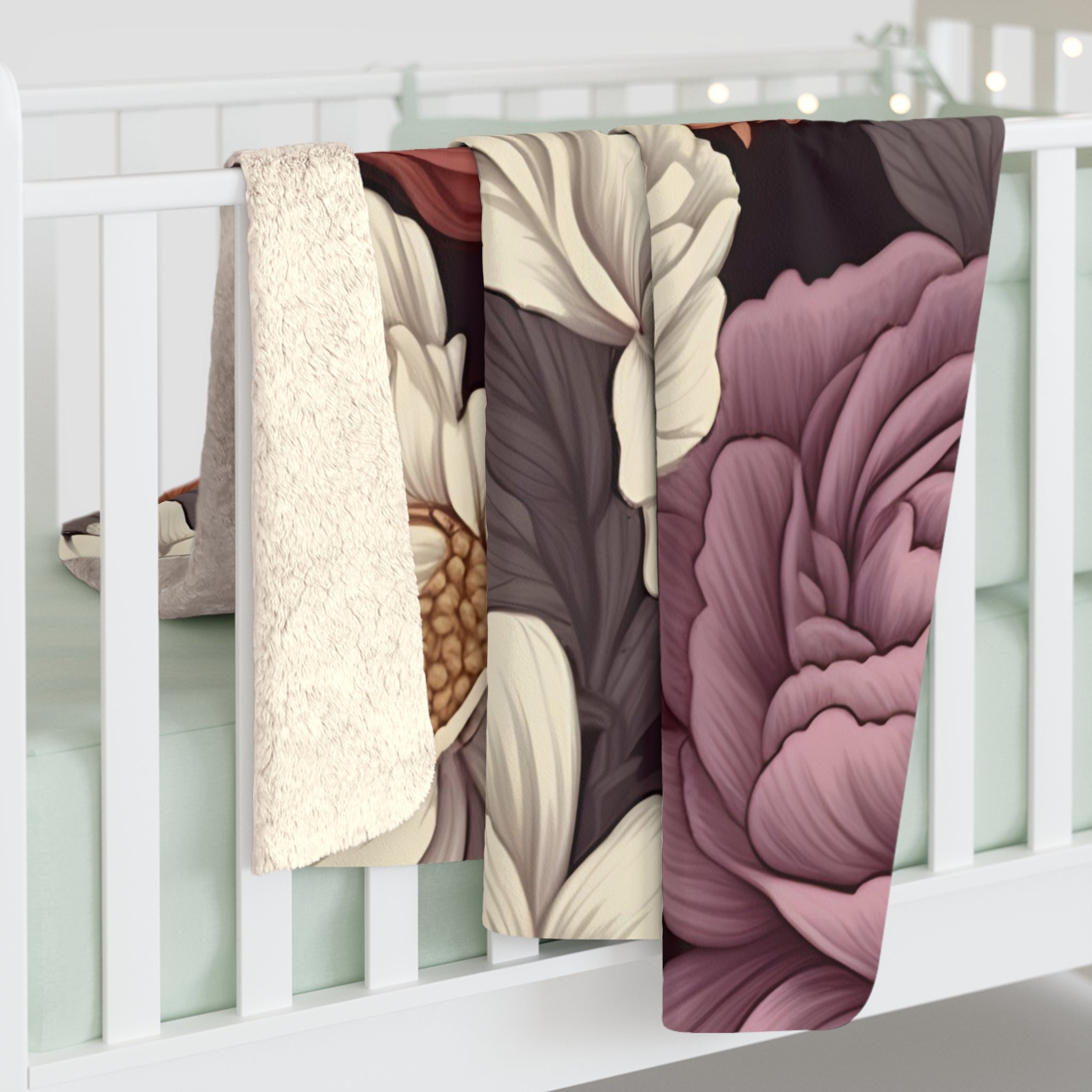 Floral Fragrance Sherpa Fleece Blanket – Flower Throw for Home & Gifts