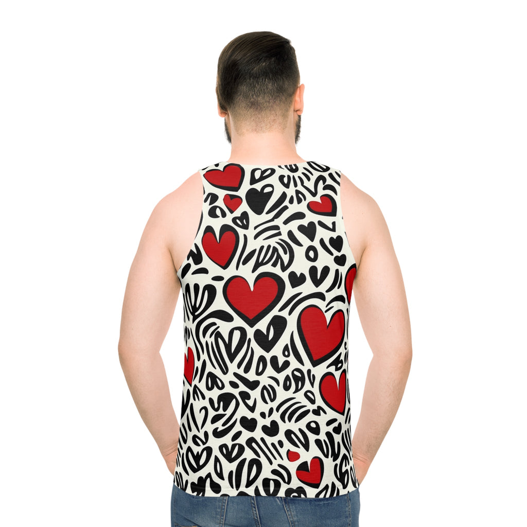 Heart Pattern Unisex Tank Top - Fun & Flirty Summer Style