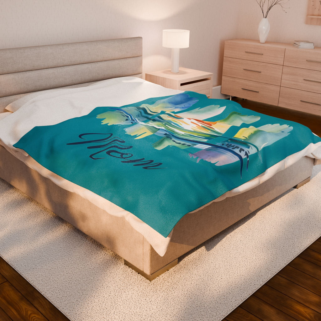 Ocean Loving Mom Velveteen Plush Blanket – A Hug from the Sea