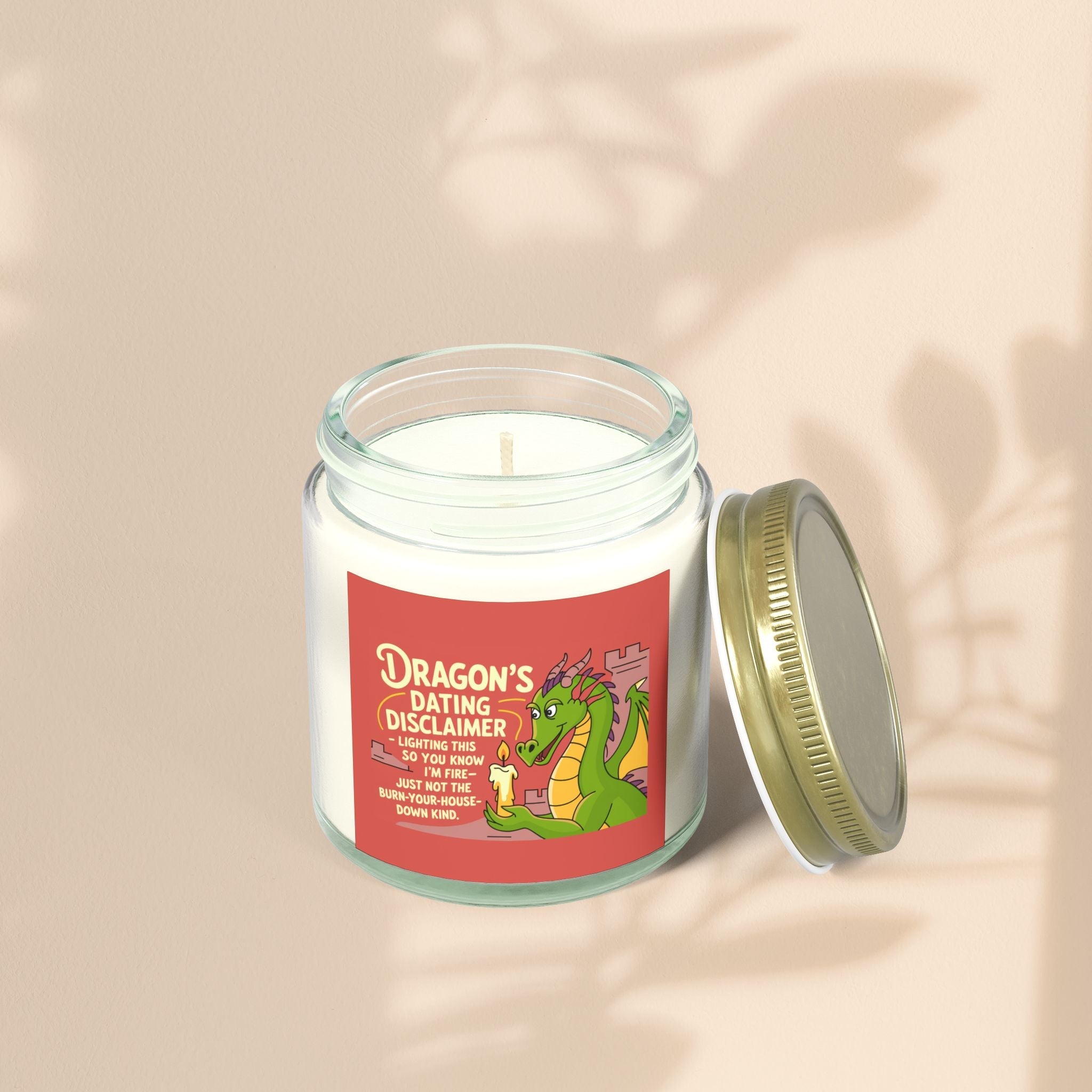 Dragon Dating Disclaimer Scented Candles, Coconut Apricot Wax (4oz, 9oz)