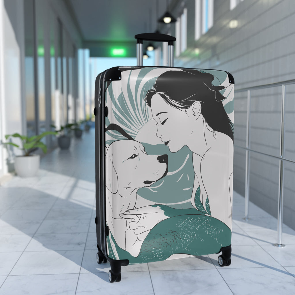 Japanese Mermaid with Dog Design Suitcase