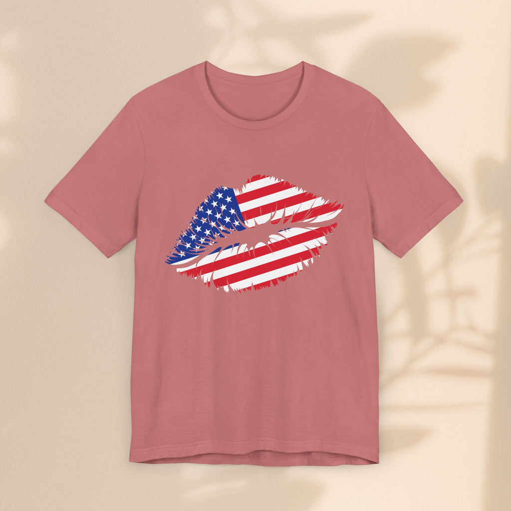 Patriotic Lip Print Tee, Unisex T-Shirt,