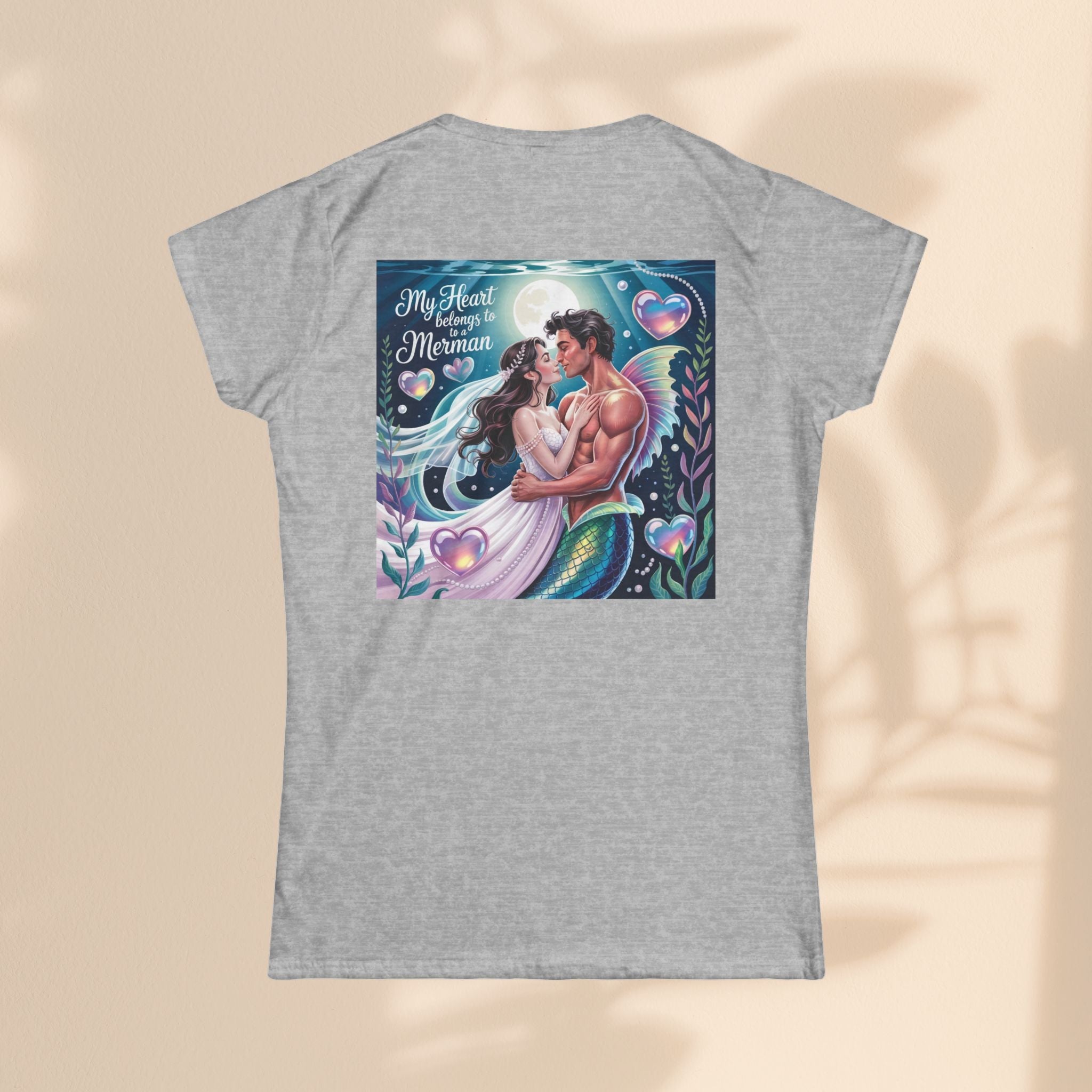 Heartfelt Mermaid Graphic Tee, Romantic Shirt, Beach Lover Gift, Summer Fashion, Ocean-Themed Apparel, Anniversary Present, Cute Top