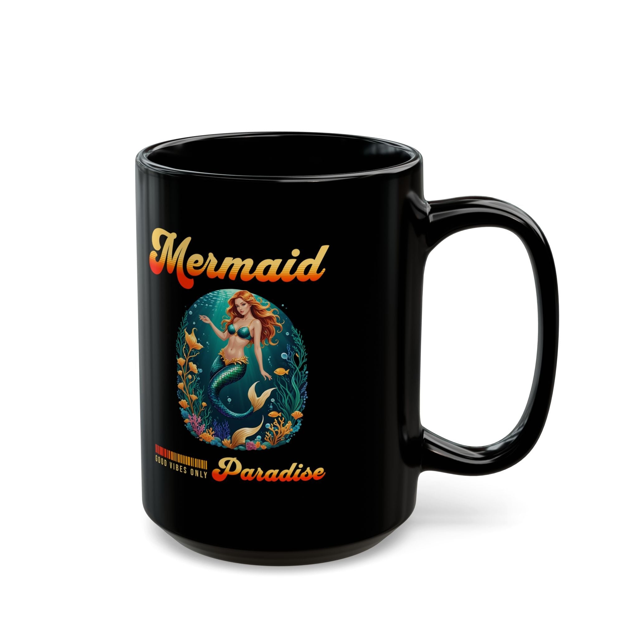 Mermaid Paradise Black Mug – Ocean Lover Coffee Cup