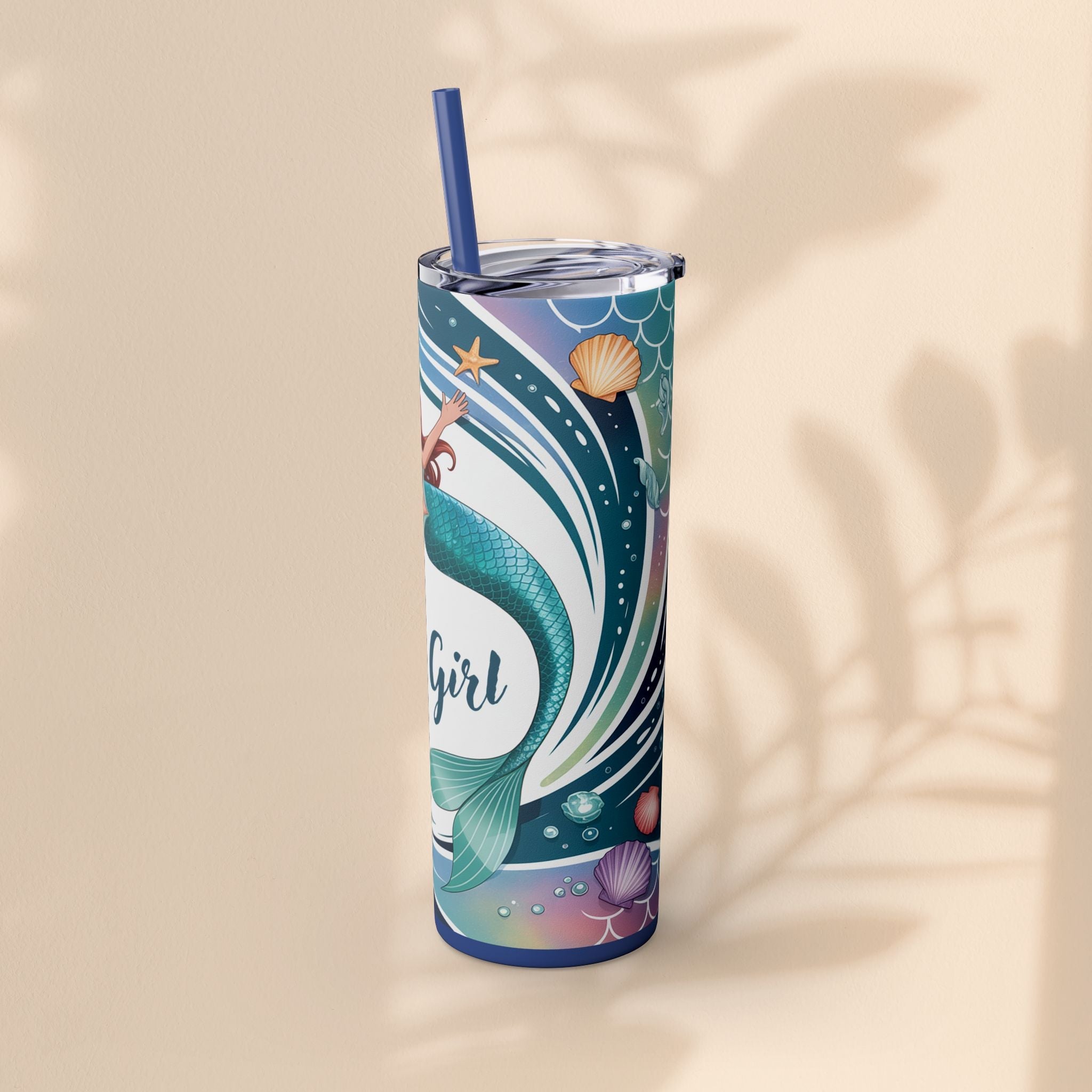 Mermaid Skinny Tumbler, Perfect for Flower Girls, Beach Days, Bachelorette Parties, Travel Mugs, Gift for Ocean Lovers