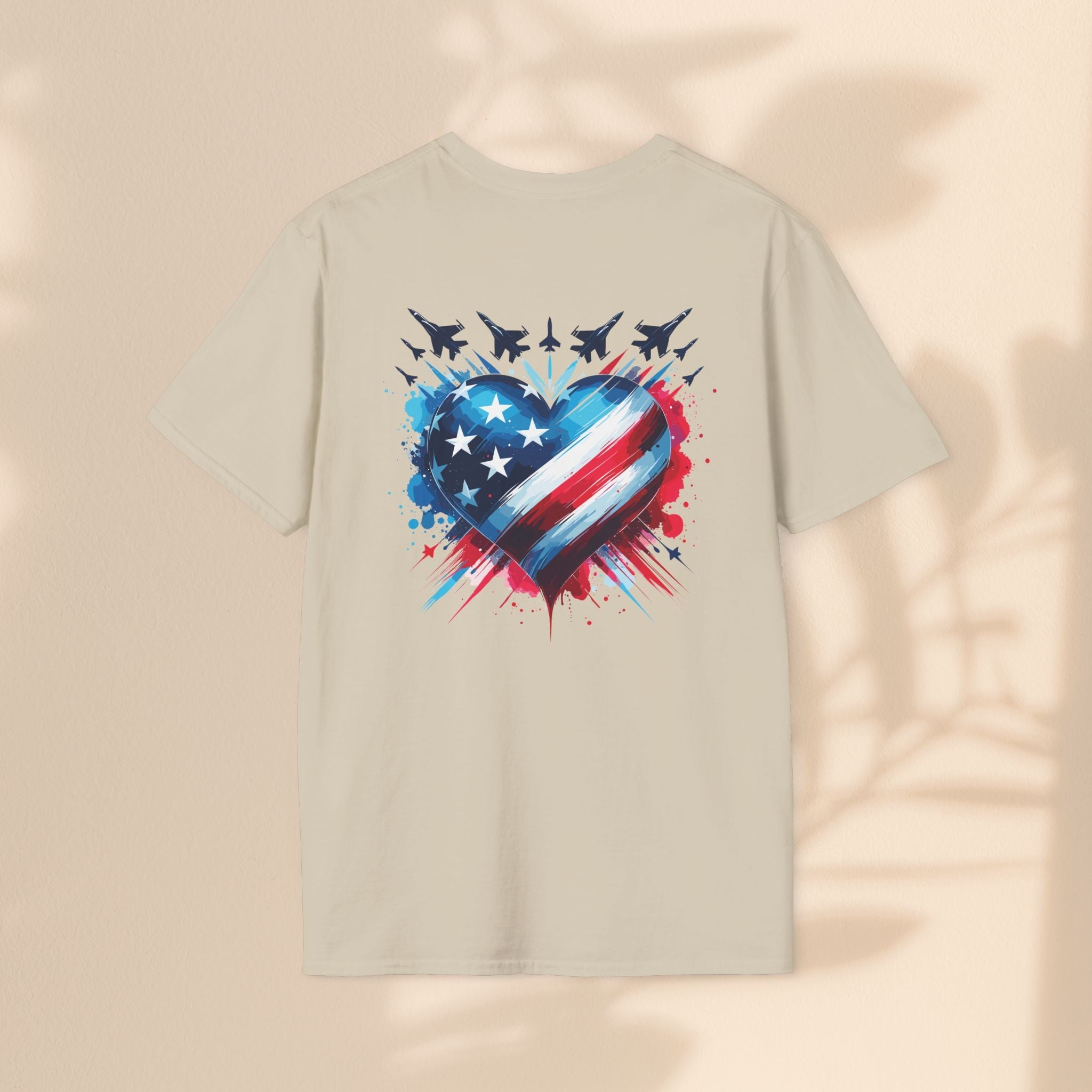 Patriotic Heart Unisex Softstyle T-Shirt - Perfect for Independence Day