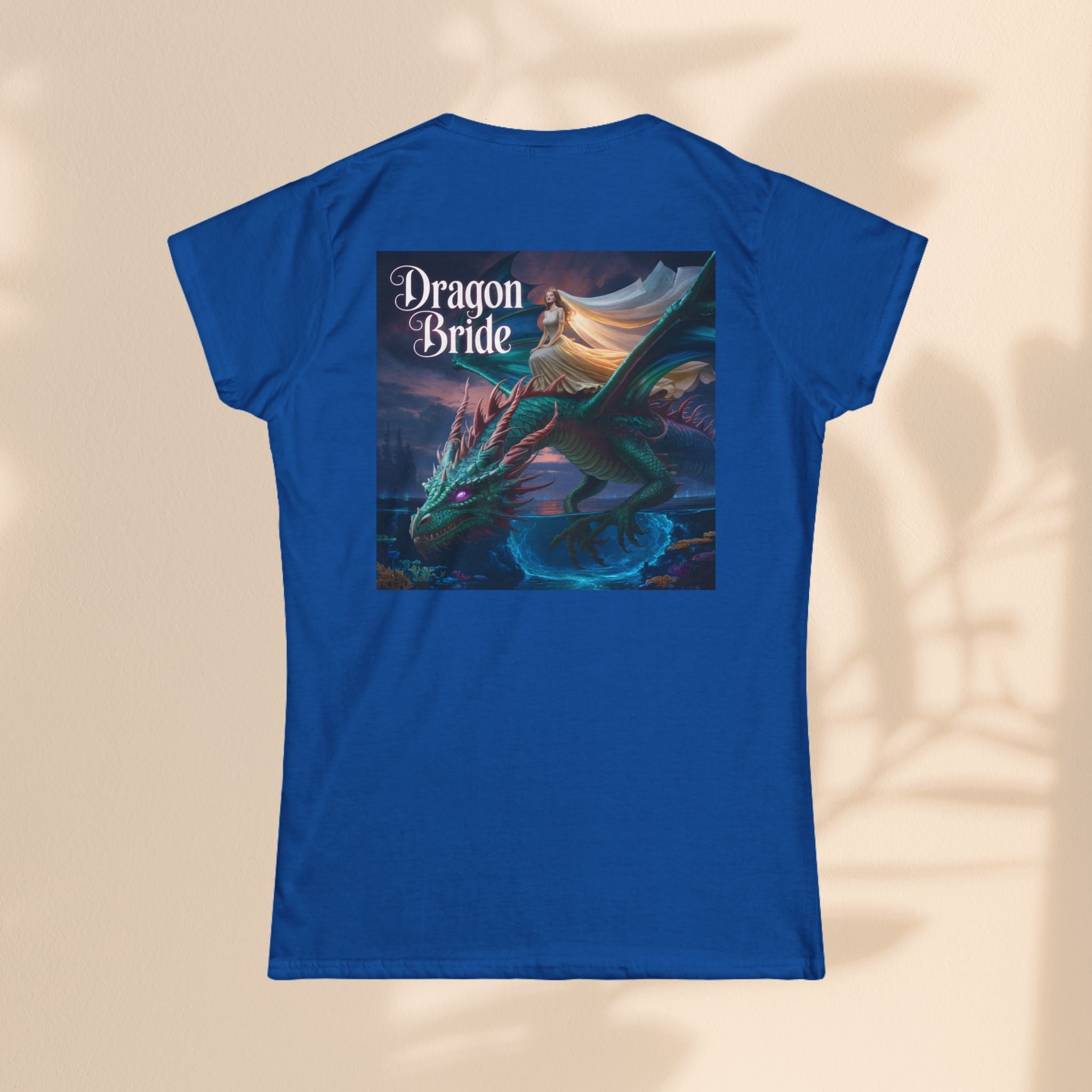 Dragon Bride Women's Softstyle Tee - Fantasy Art Shirt, Gift for Fantasy Lovers, Dragon Lover Apparel, Unique Tee for Her, Magical Clothing