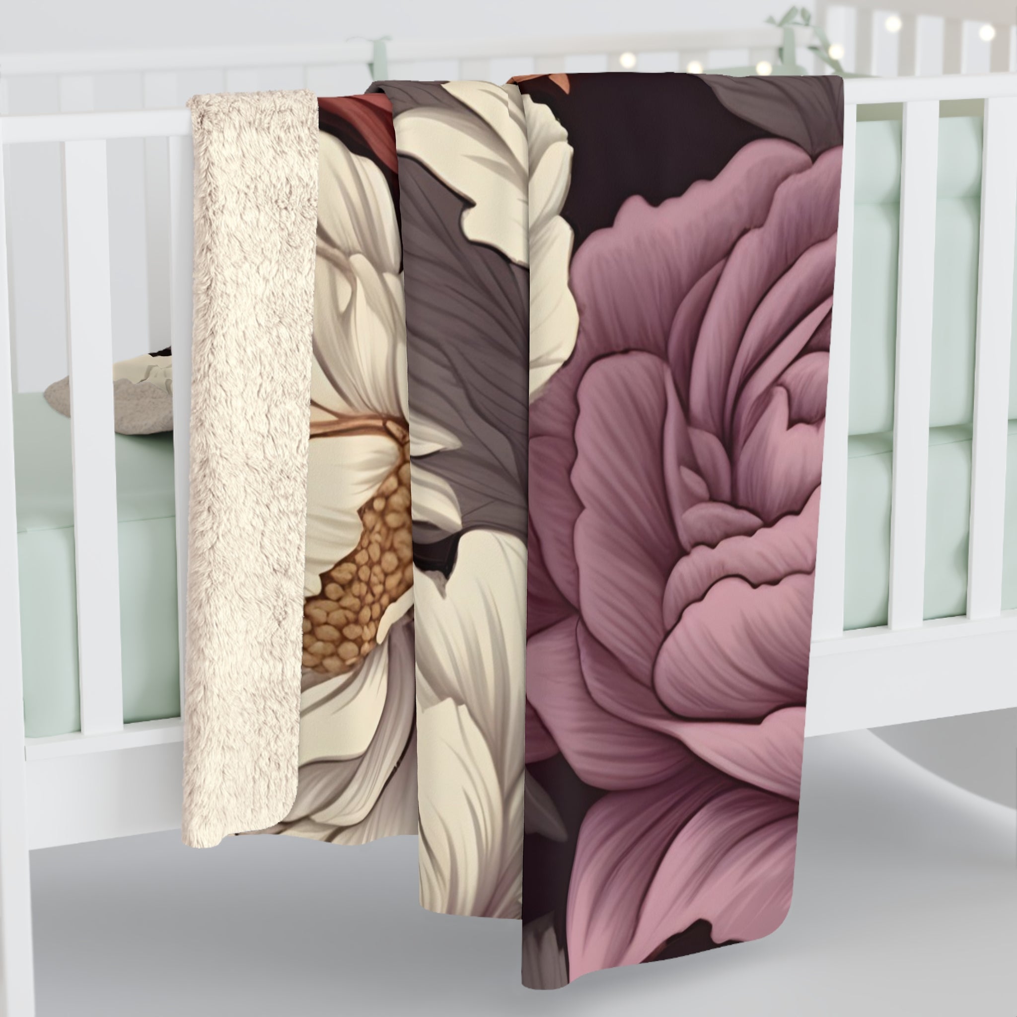 Floral Fragrance Sherpa Fleece Blanket – Flower Throw for Home & Gifts