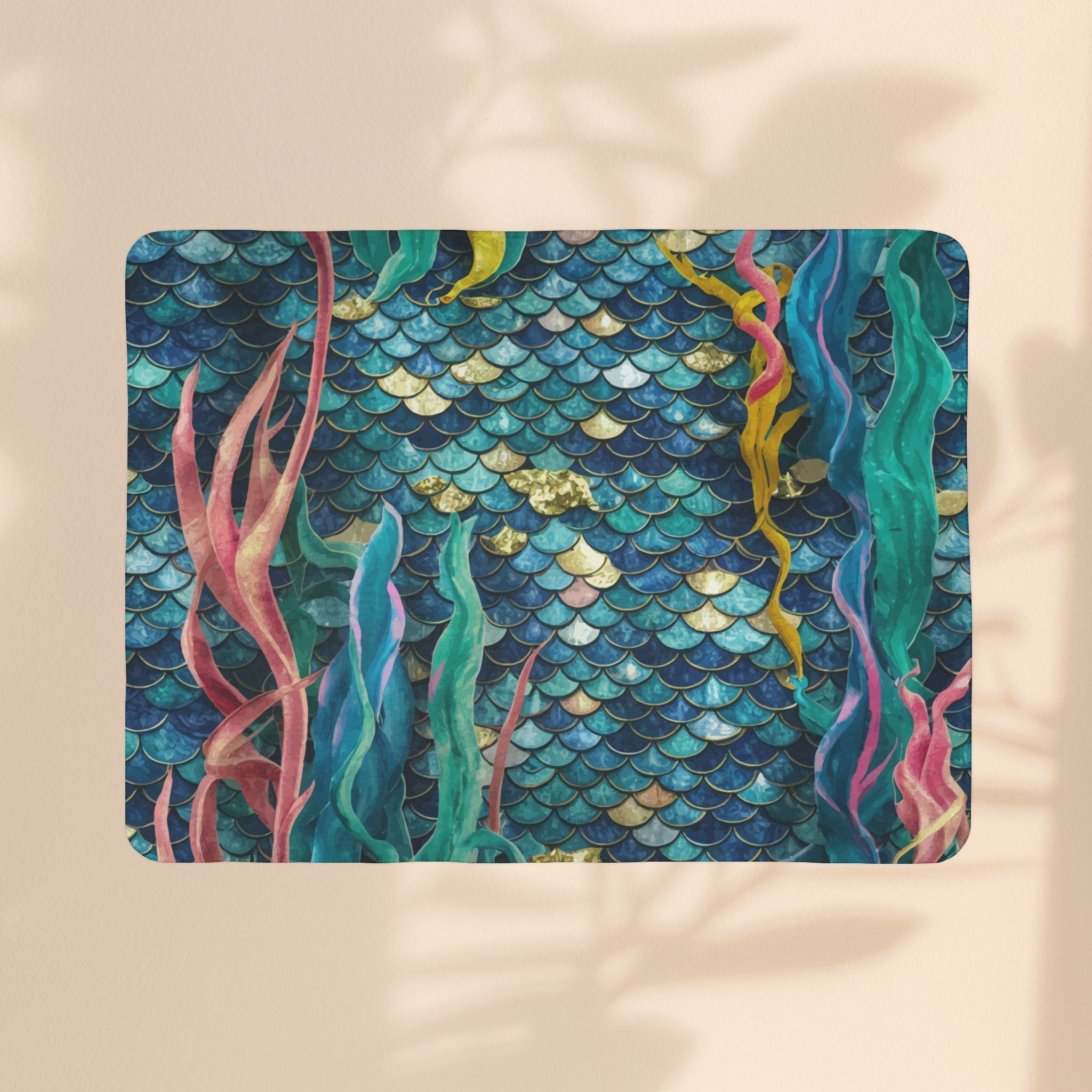 Fleece Sherpa Blanket - Mermaid Scale Party