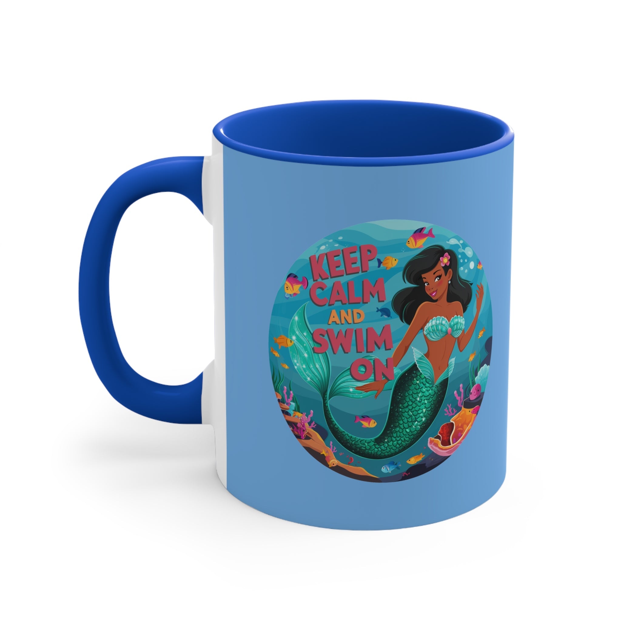 Keep Calm Swim On 11oz Accent Mug – Ocean Gift Cup