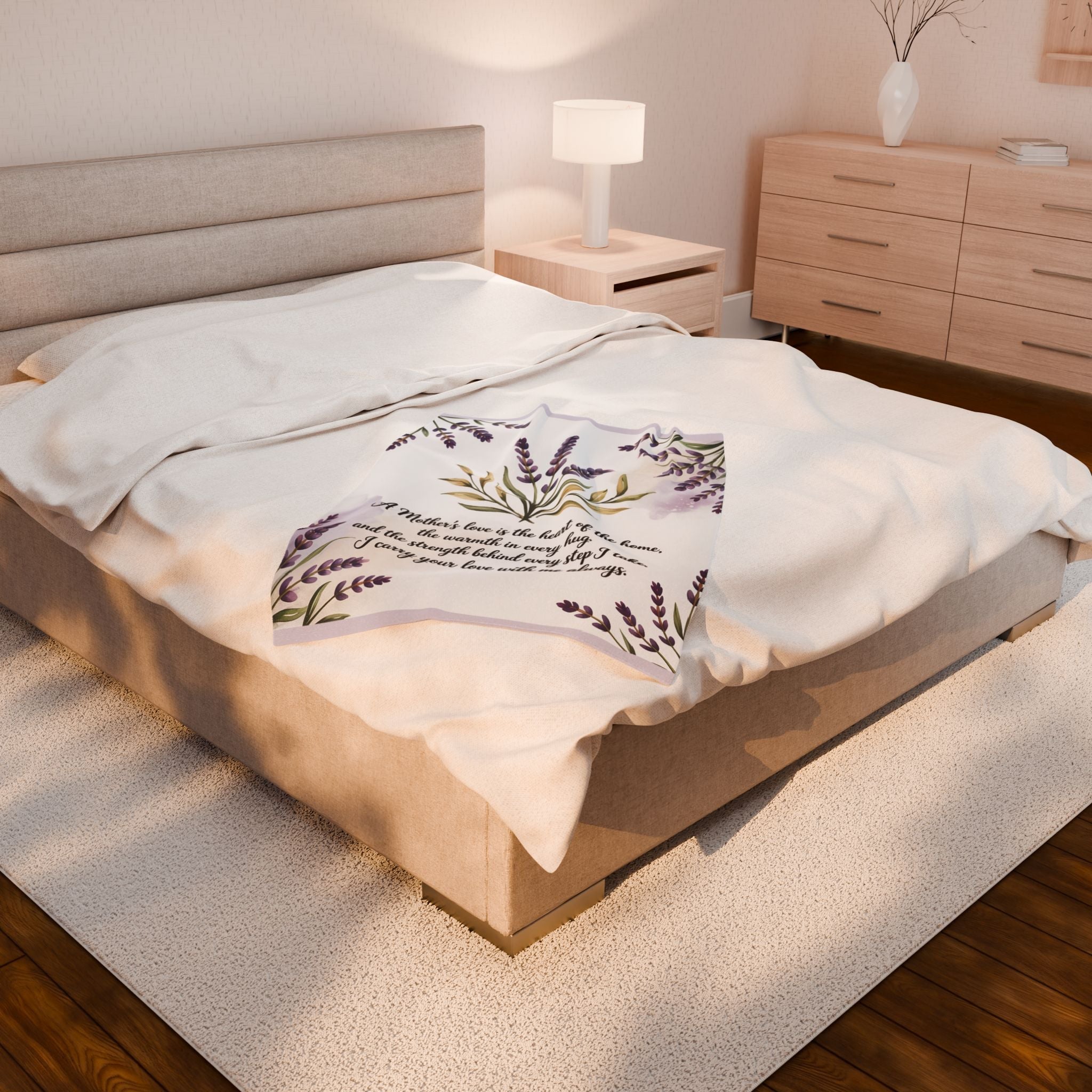 Lavender Floral Plush Blanket – "A Mother’s Love"
