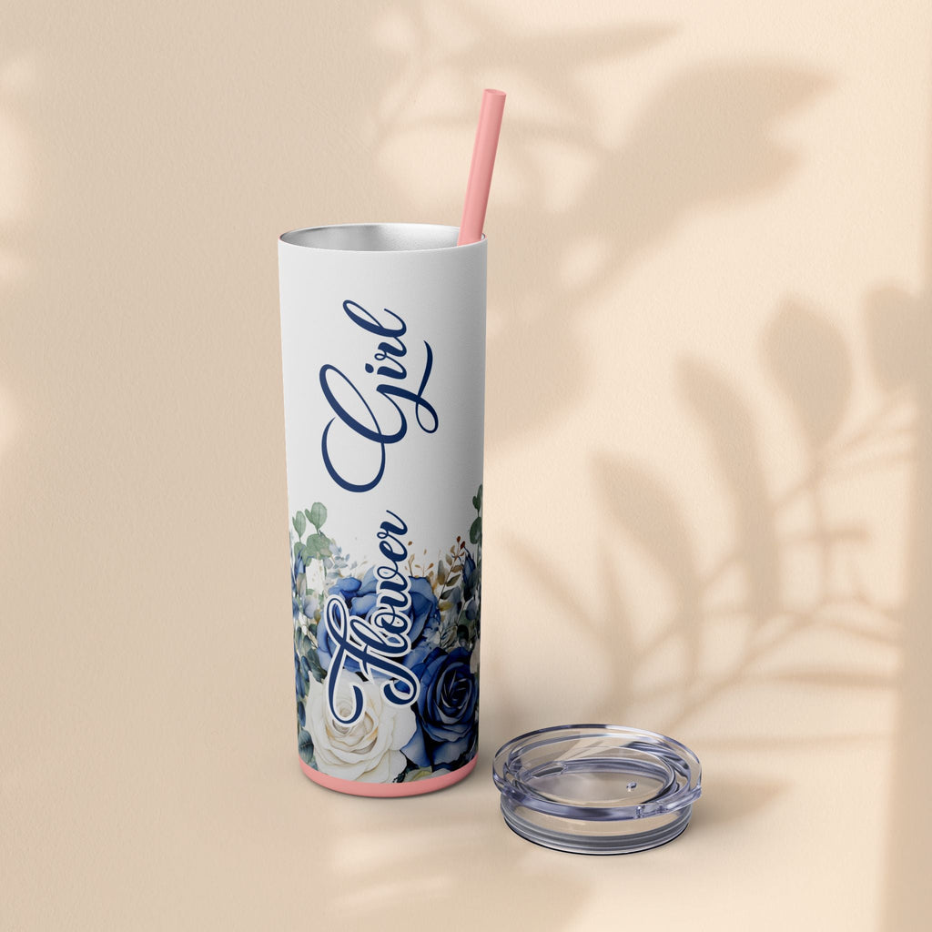 Flower Girl Skinny Tumbler with Straw, 20oz – Perfect Bridal Party Gift, Wedding Favor, Floral Drinkware, Summer Hydration