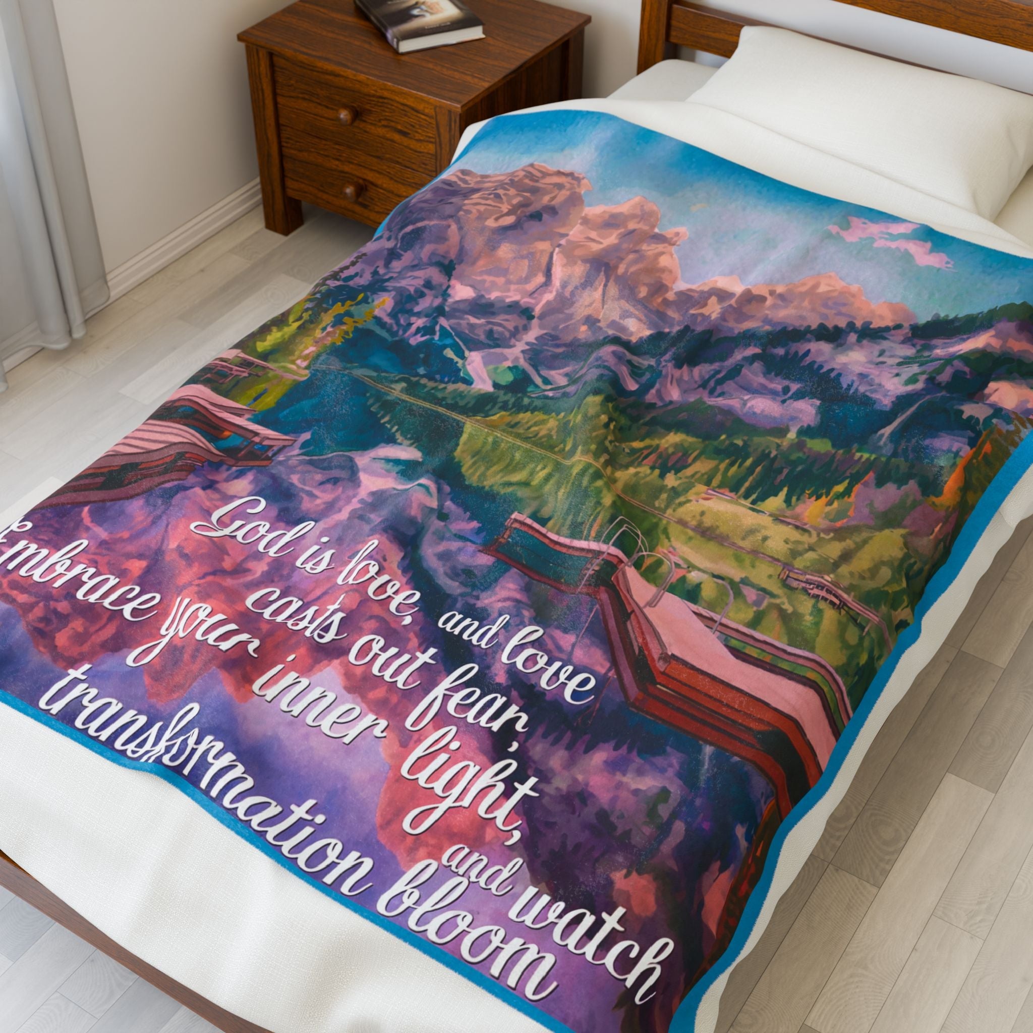Inspirational Velveteen Plush Blanket – Embrace Your Inner Light